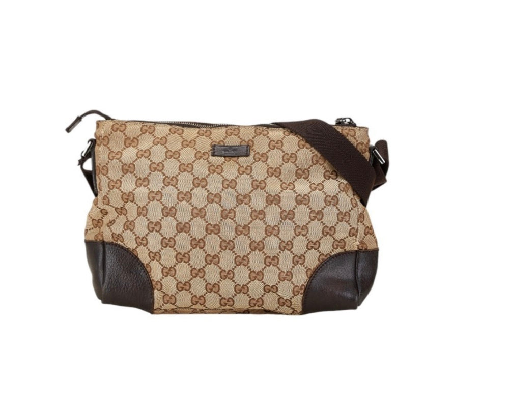 Gucci Front Pocket Messenger Bag Gg Canvas Beige Canvas Shoulder Bag Bag