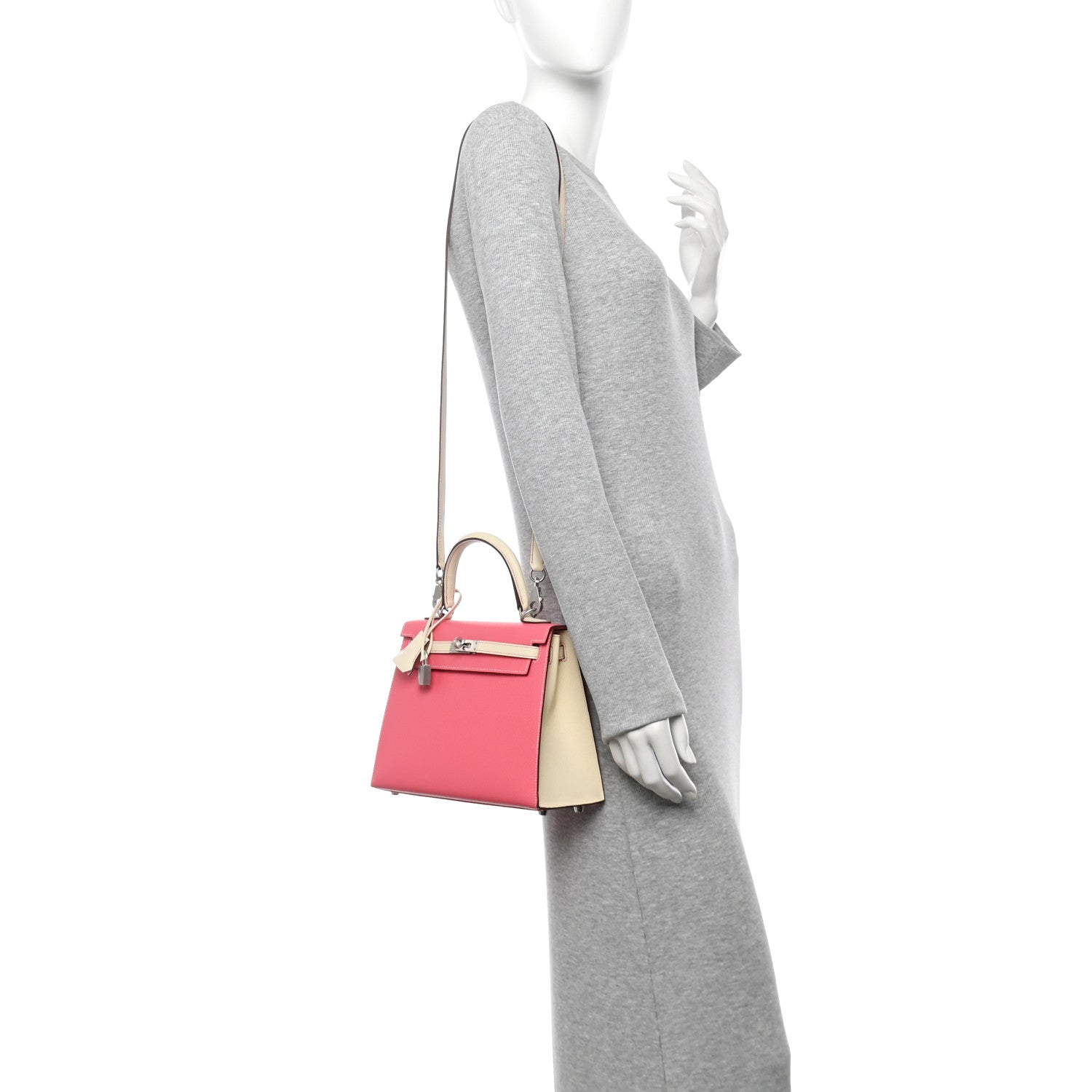 Hermes Epsom Bi Color Horseshoe Kelly Sellier Rose Azalee Shoes