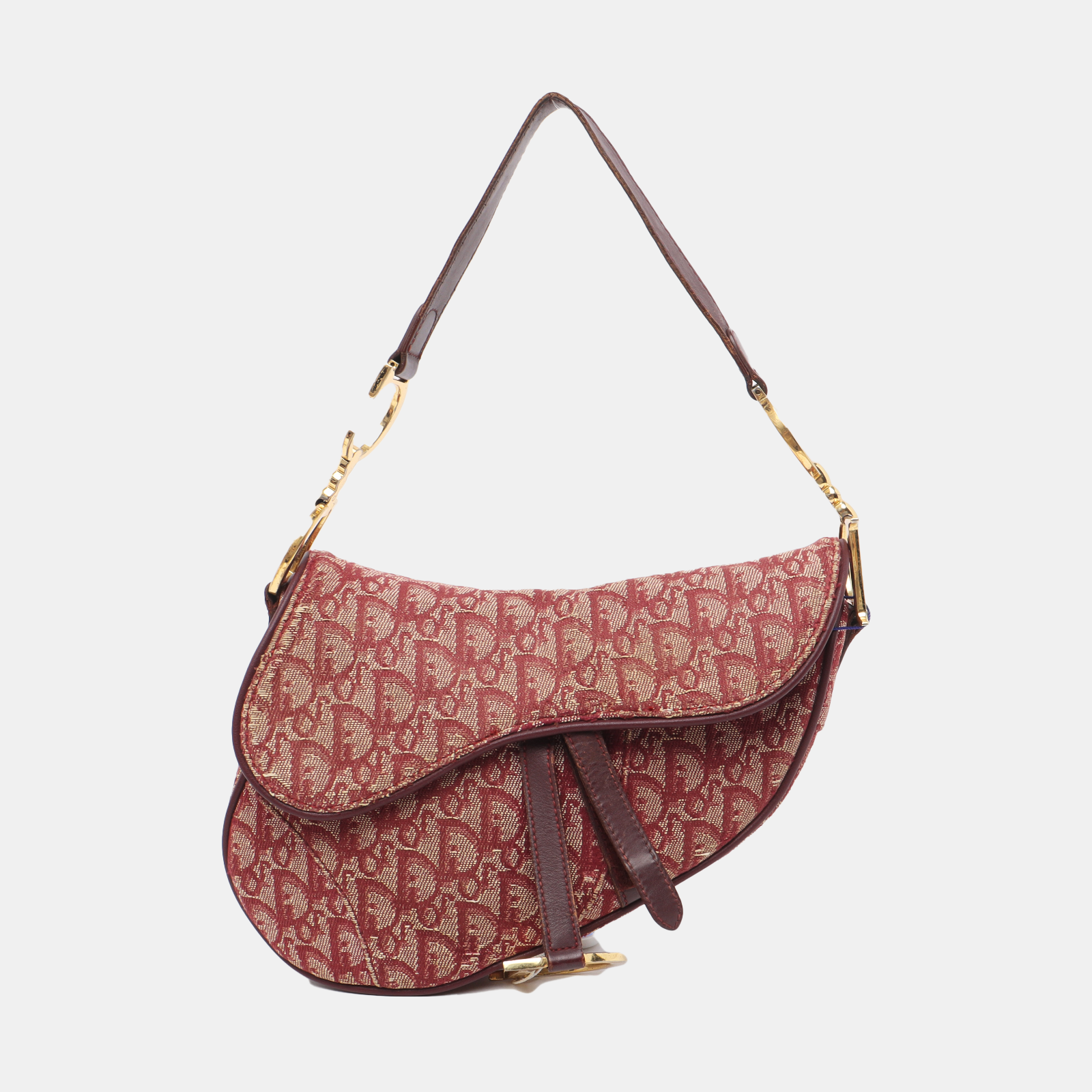 Dior Saddle Burgundy Oblique Handbag Red Travel Bag