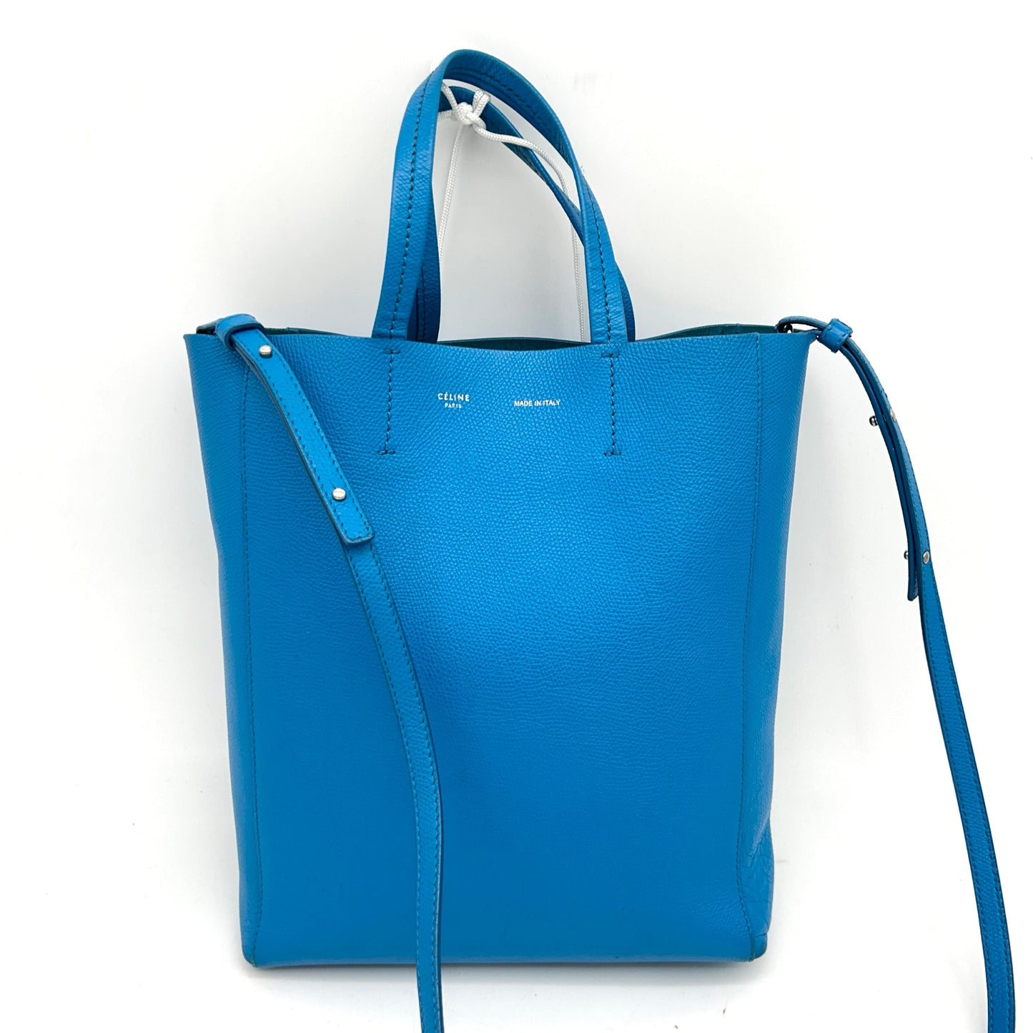 Luxury Grained Calfskin Vertical Cabas Turquoise Handbag Small Travel Bag
