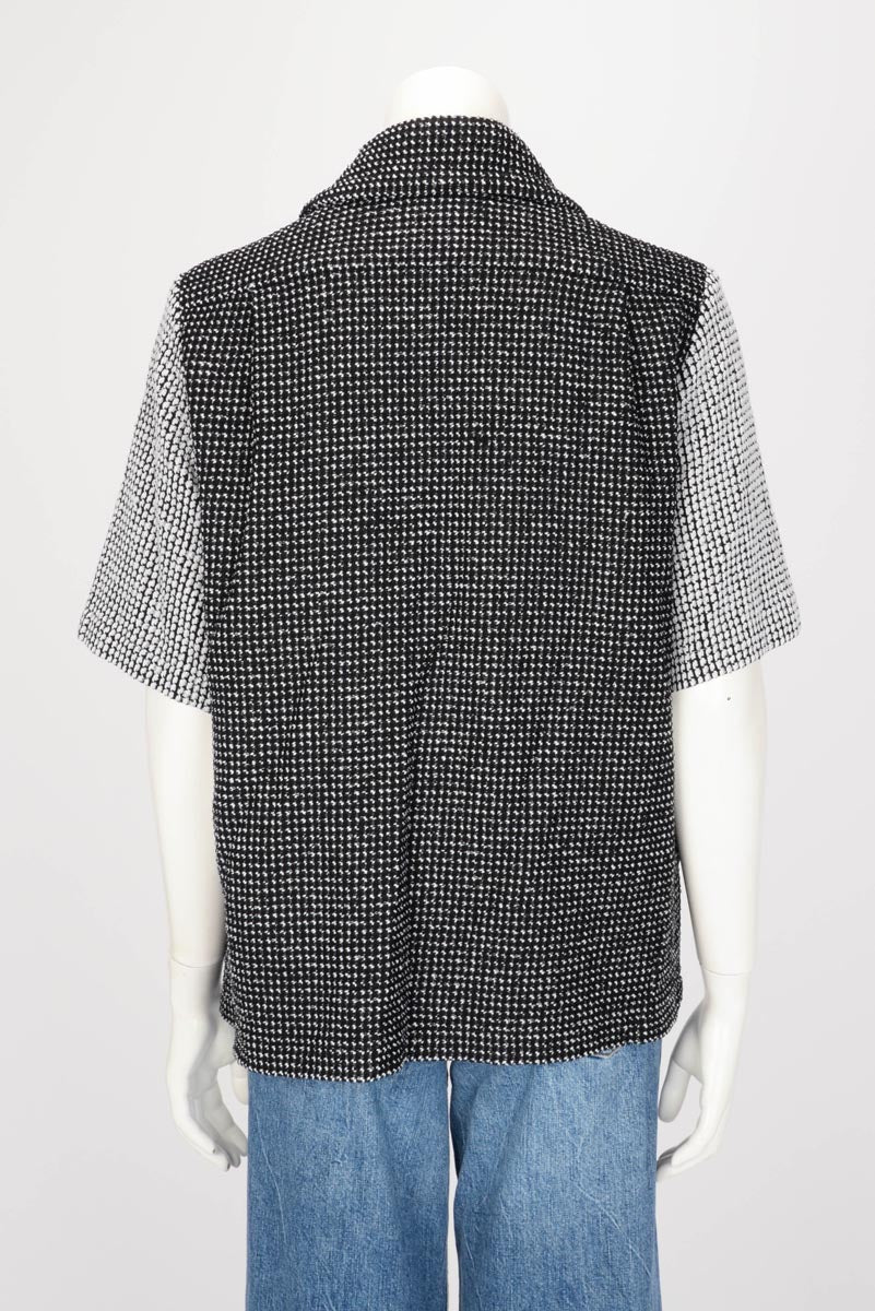 Chanel Black & White Tweed Short Sleeve Blo  FR 36