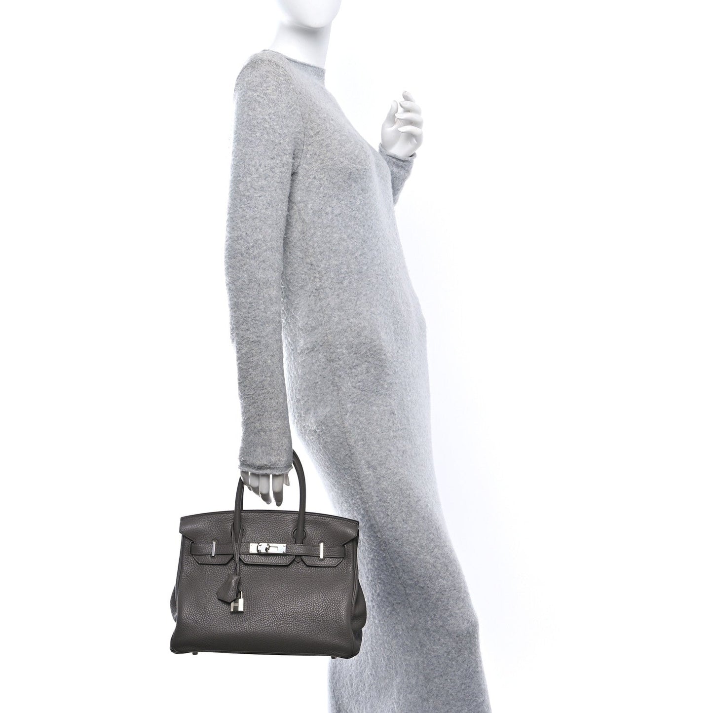 Hermes Taurillon Clemence Birkin Etain Handbag Travel Bag