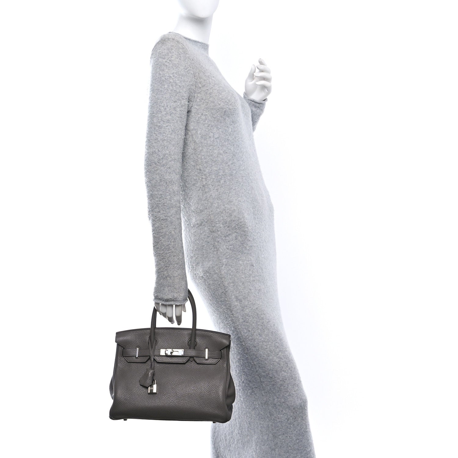 Hermes Taurillon Clemence Birkin Etain Handbag Travel Bag