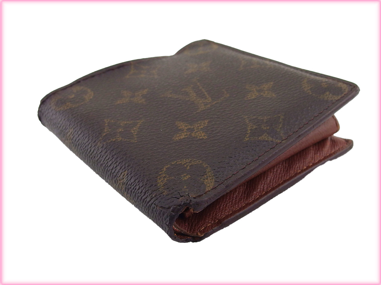 Louis Vuitton Bifold M61665 Porte Billets Cartes Brown Beige Wallet Case C4614