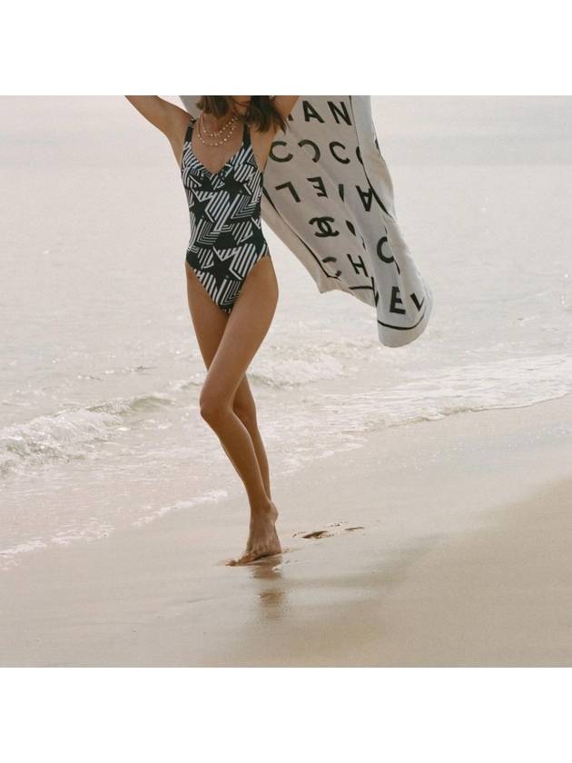 Coco Beach One Piece Swimsuit Black White Chanel