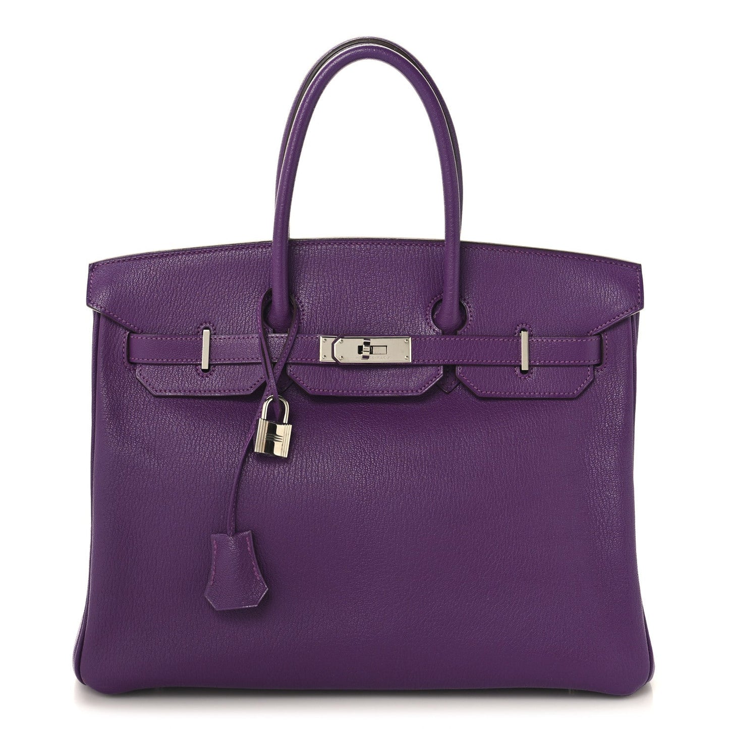 Hermes Chevre De Coromandel Birkin Violet Handbag Travel Bag