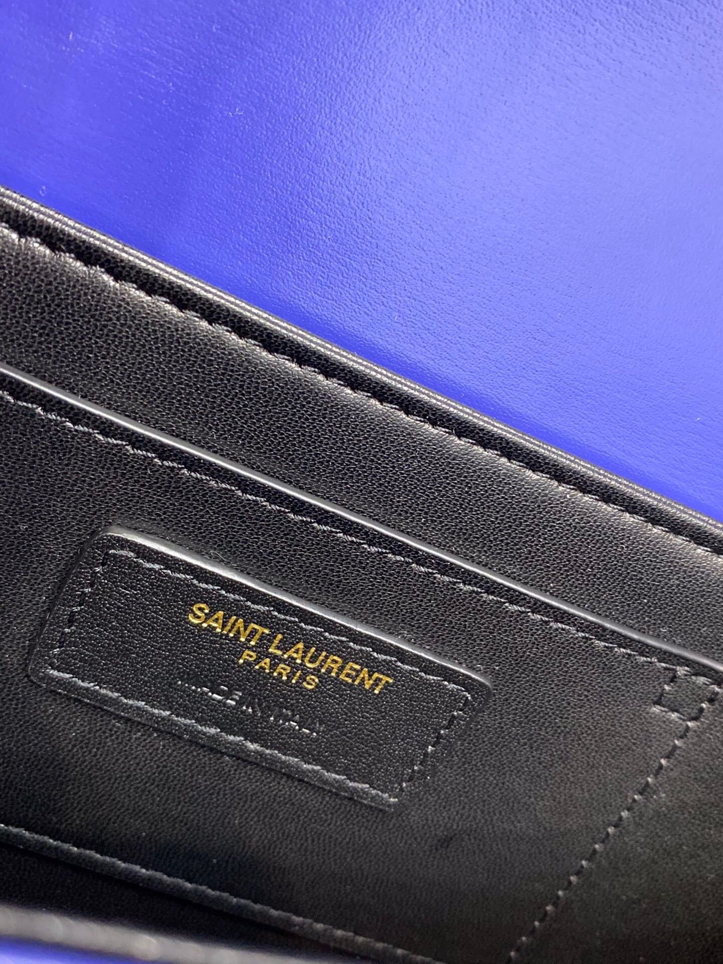 YSL Saint Laurent Solferino Box 9in 23cm Blue Navy Medium Satchel Bag