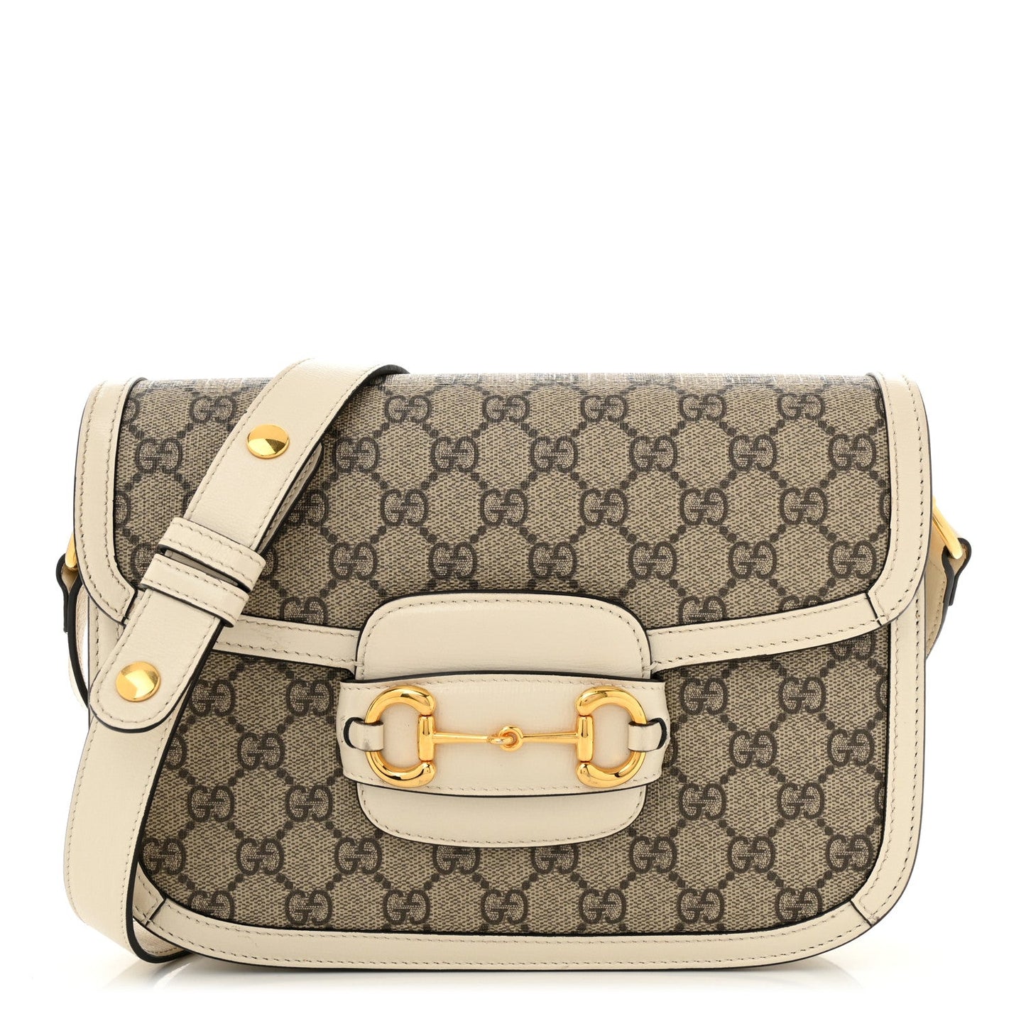 Gucci GG Supreme Monogram Horsebit 1955 Shoulder Bag Beige Mystic White