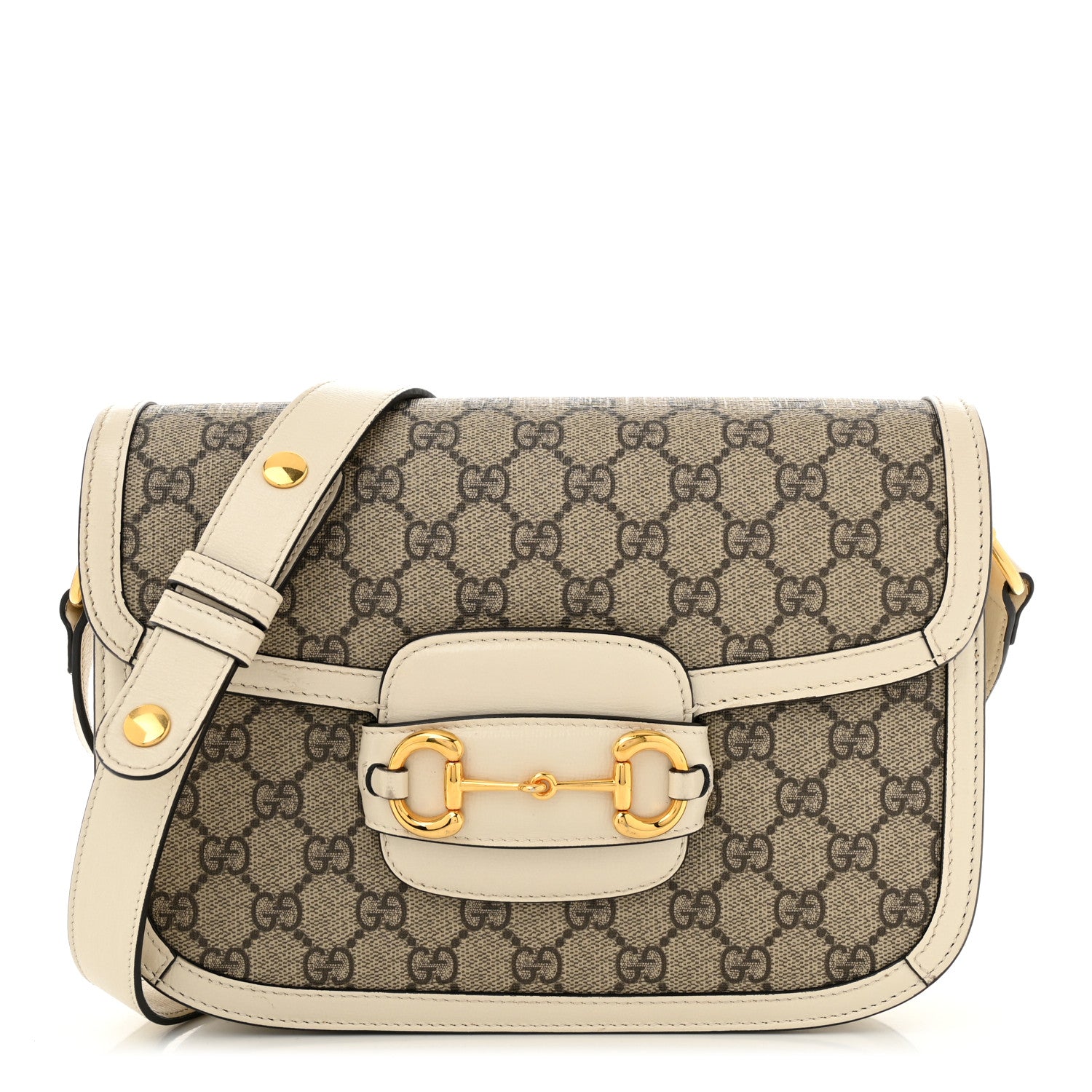 Gucci GG Supreme Monogram Horsebit 1955 Shoulder Bag Beige Mystic White