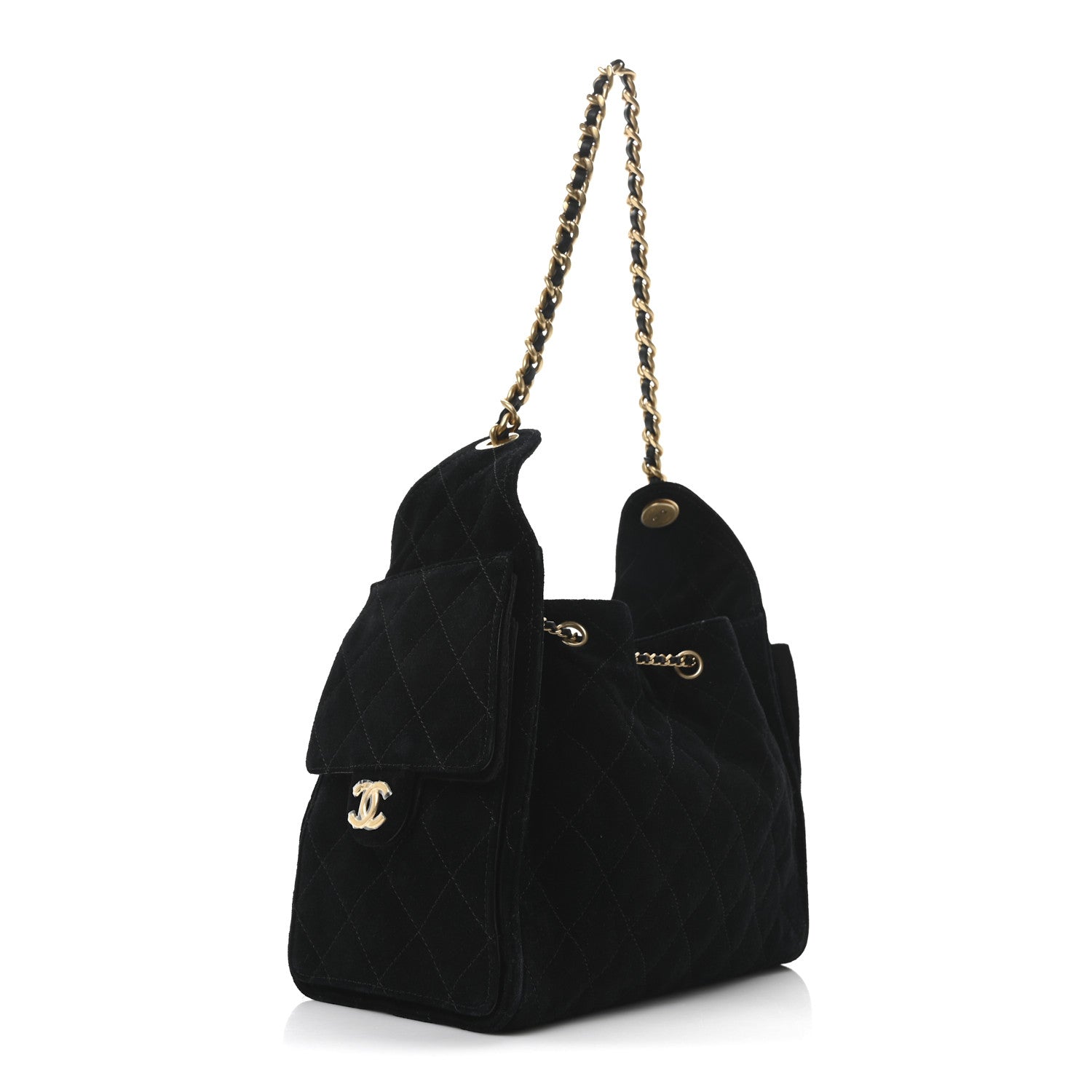 Chanel Suede Quilted Small 25 Handbag Black