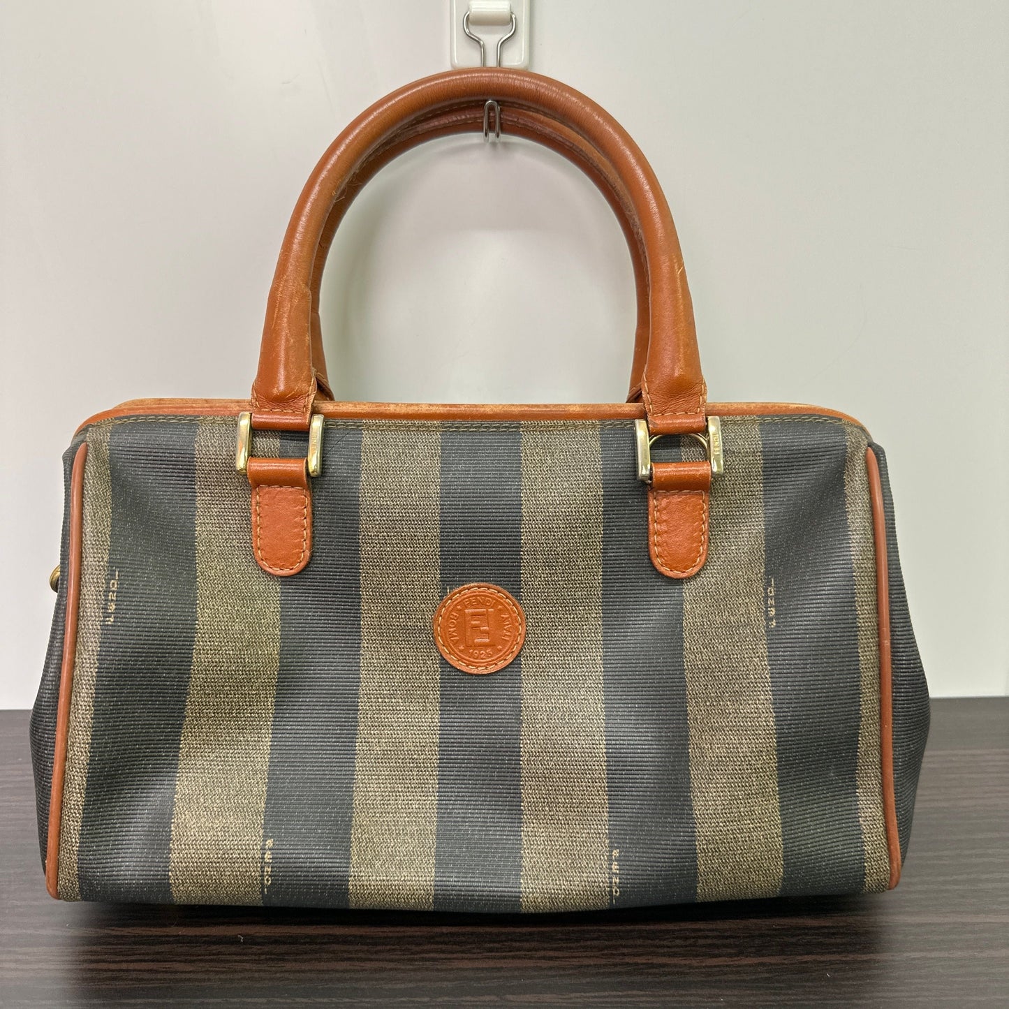 Fendi Handbag Bags Pequin Boston Bag Coated Canvas Medium