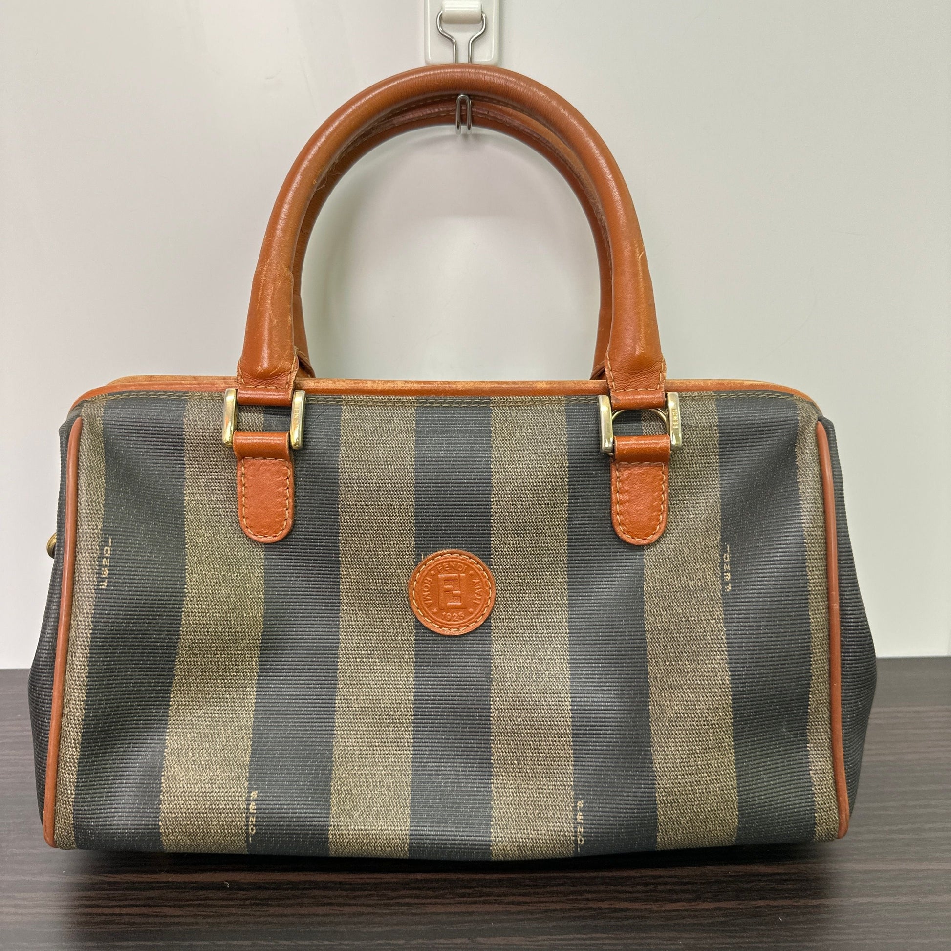 Fendi Handbag Bags Pequin Boston Bag Coated Canvas Medium