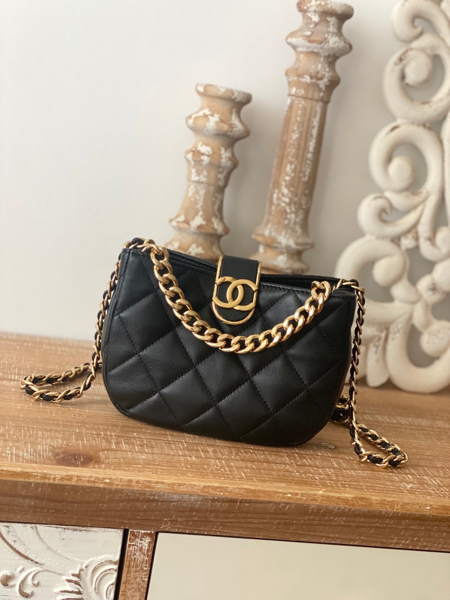 CHLSmall Hardware , ’s , Black Gold Shoulder Bag