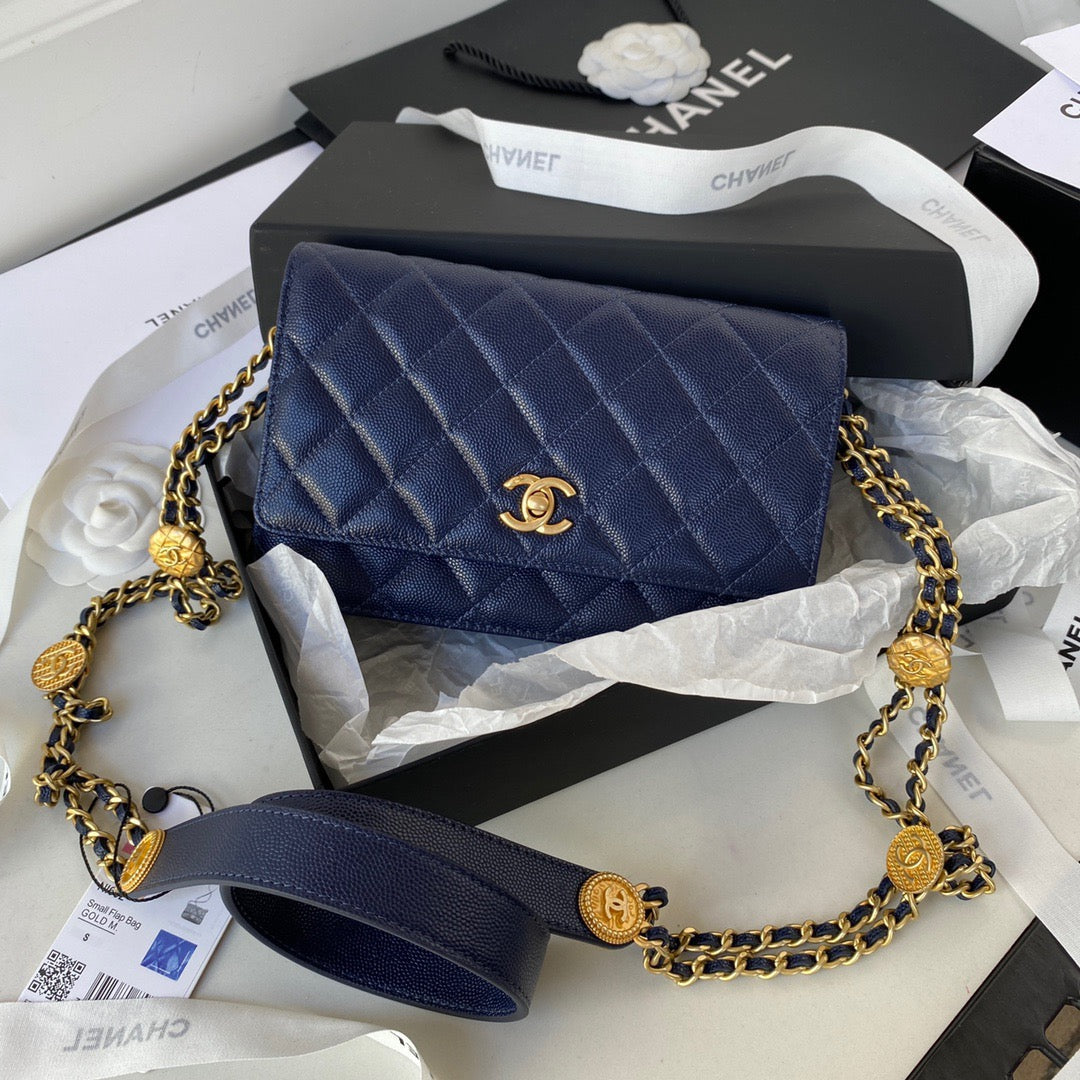 Chlsmall Top Qualityap Bag Hardware Navy For Blue Gold Shoulder Bag