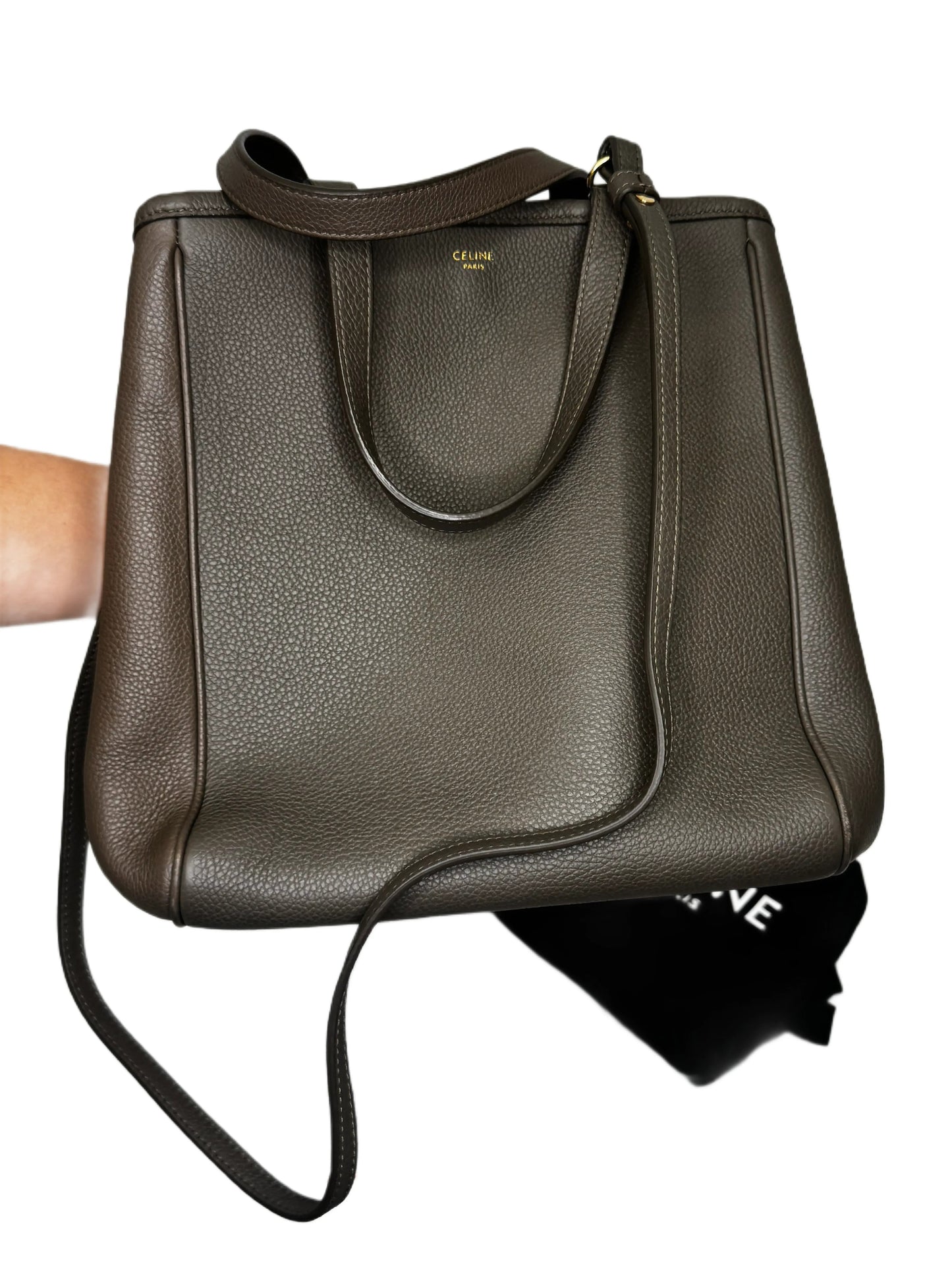 Luxury Fold Cabas Tote Bag Greige B Leather Medium