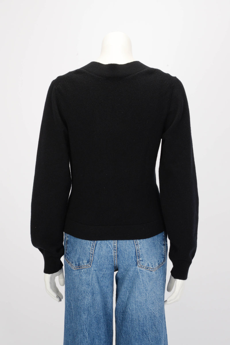 Chanel Black Cashmere Crystal Button Cardigan Fr 40 Bag