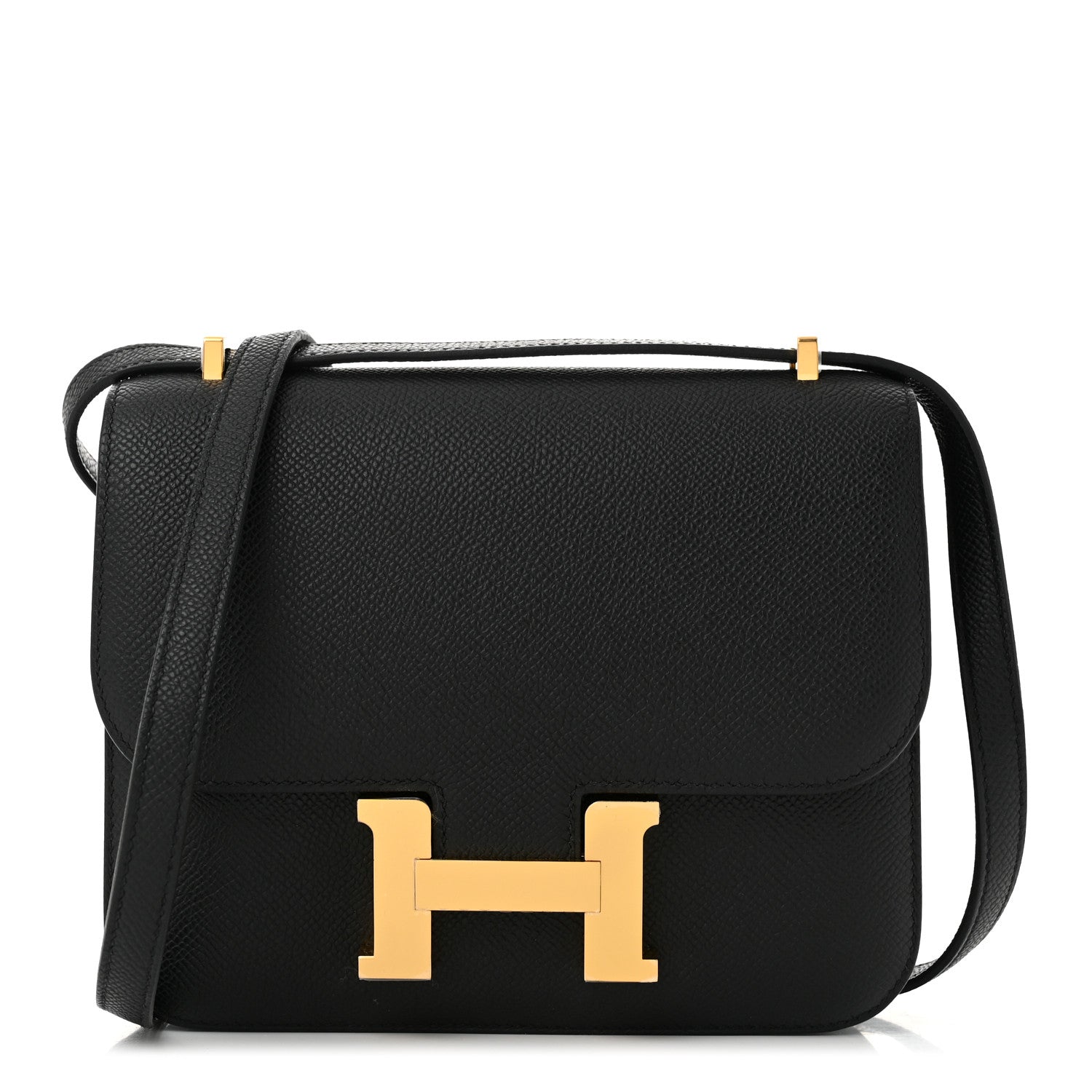 Hermes Epsom Constance Handbag Black Travel Bag 18 Black 1659808