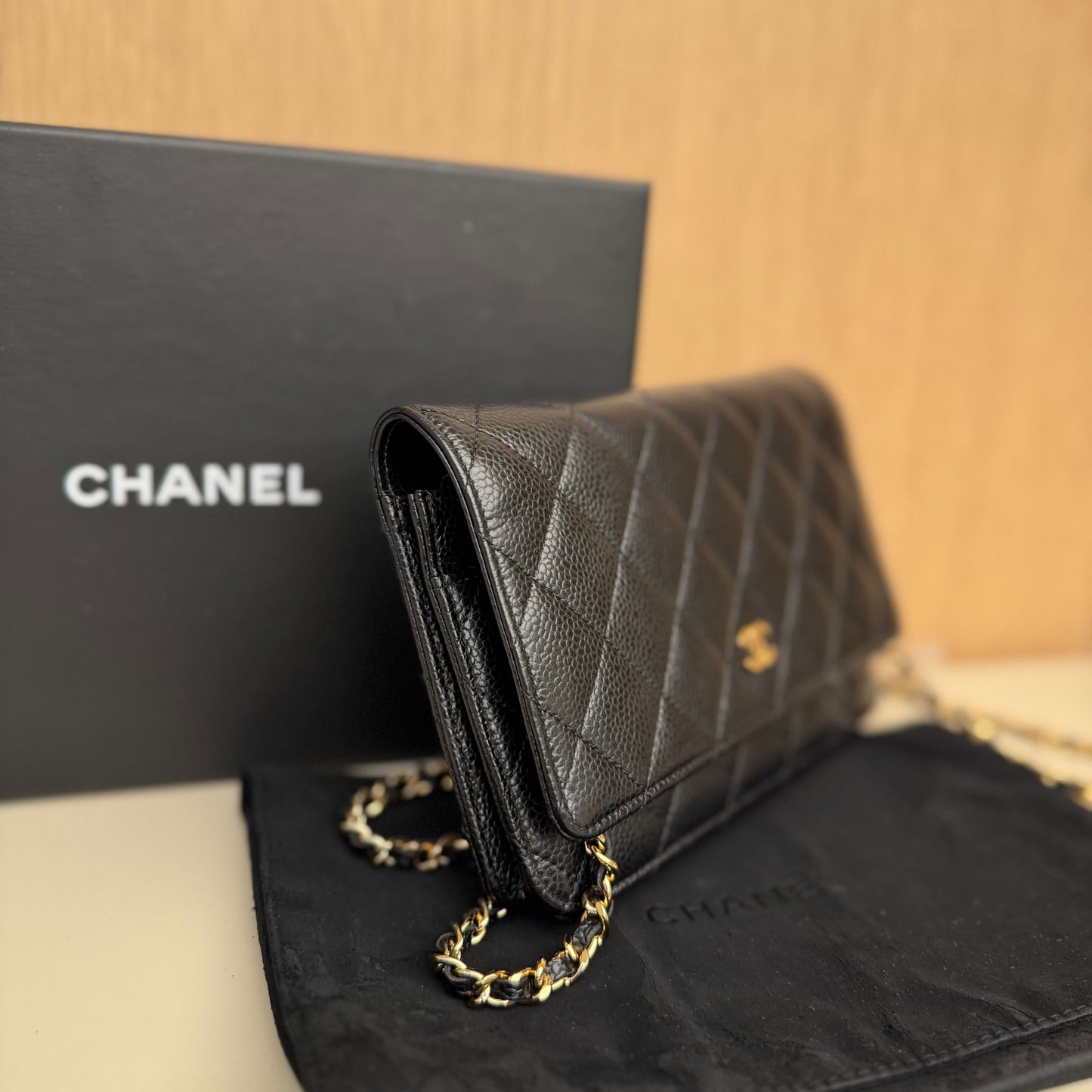 CHANEL Wallet Chain Timeless Classic Matelasse AP Caviar skin Black