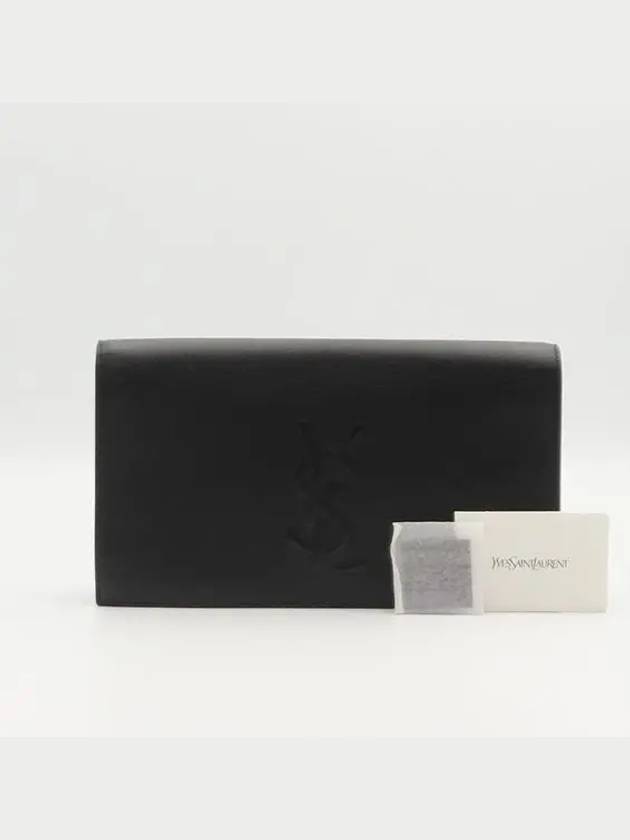 YSL Saint Laurent Trending Yip Stitched Flap Clutch Leather Black Clutch Bag