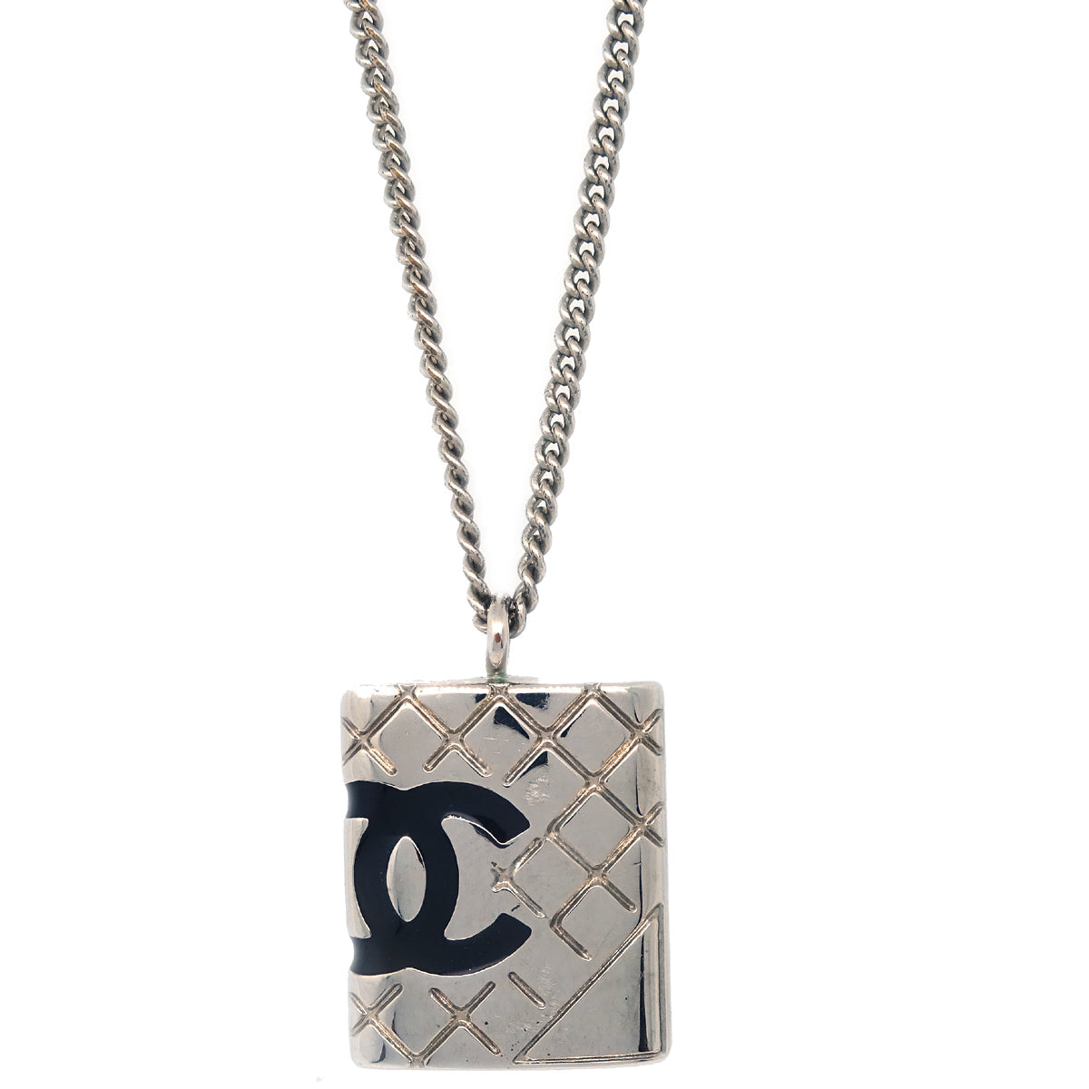 Chanel Cambon Ligne Necklace Pendant Silver 05A