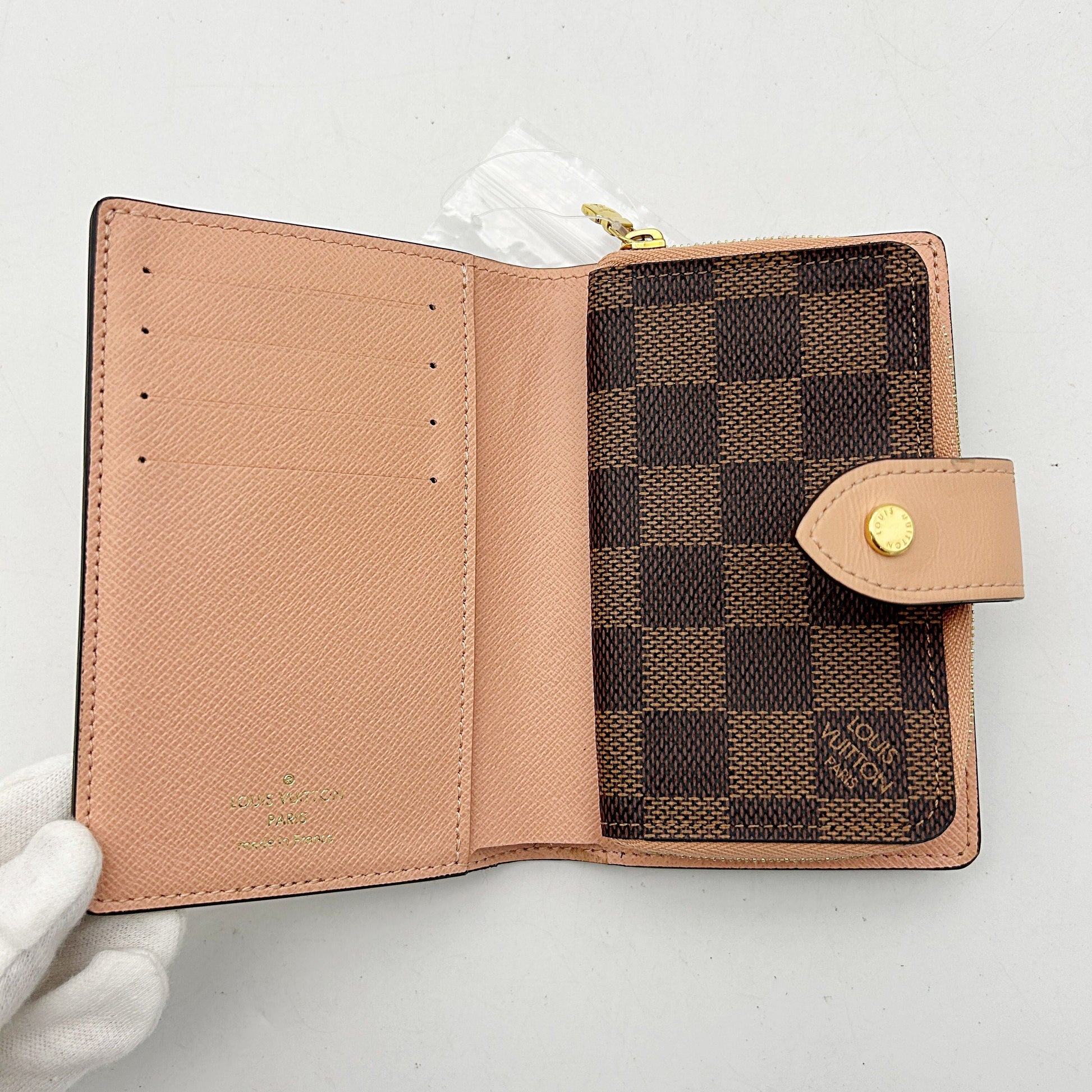 Louis Vuitton Juliette Wallet Damier with Leather Brown