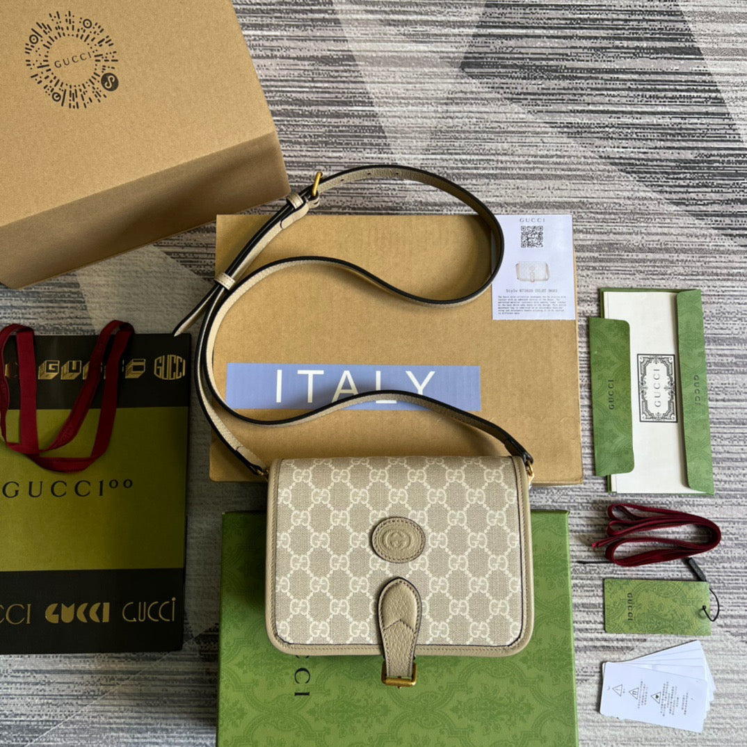 gg Interlocking G , ’s Beige Mini Shoulder Bag