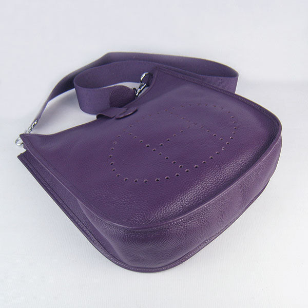 Hermes Luxury Evelyne I Handbag Purple Silver Travel Bag