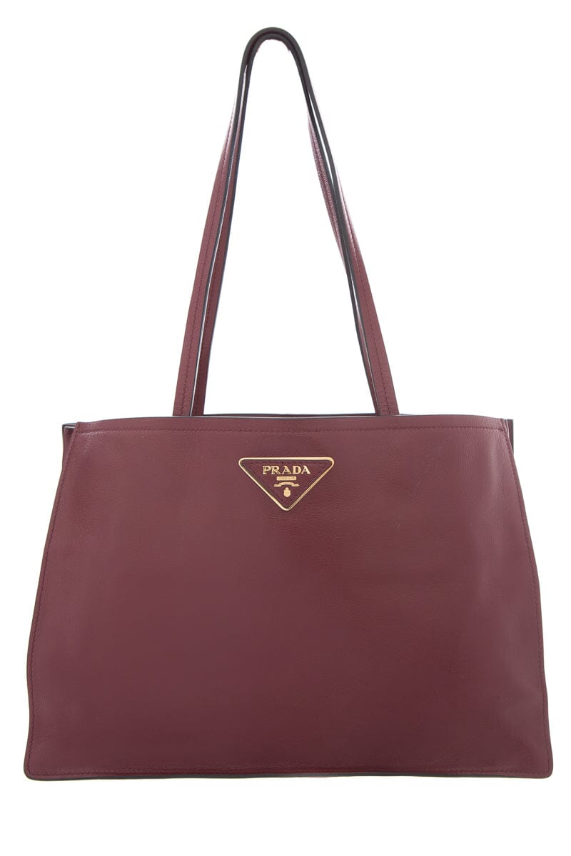 Prada Burgundy Argilla Tote Leather Small Tote Bag