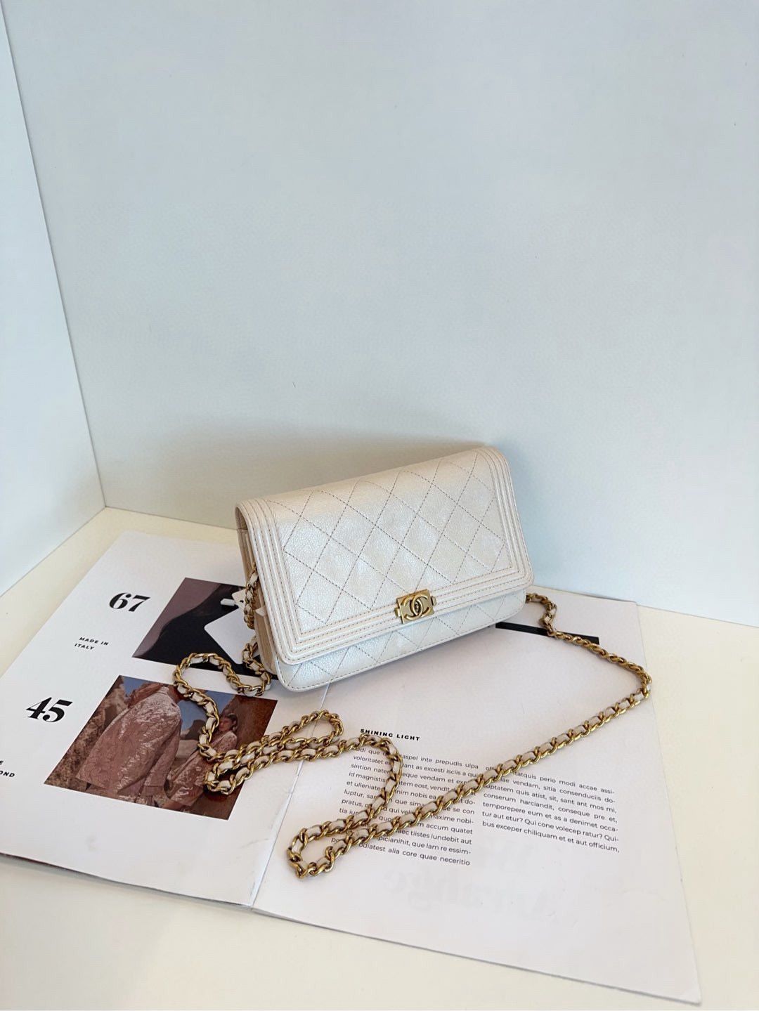 Chanel Leboy WOC chain bag white