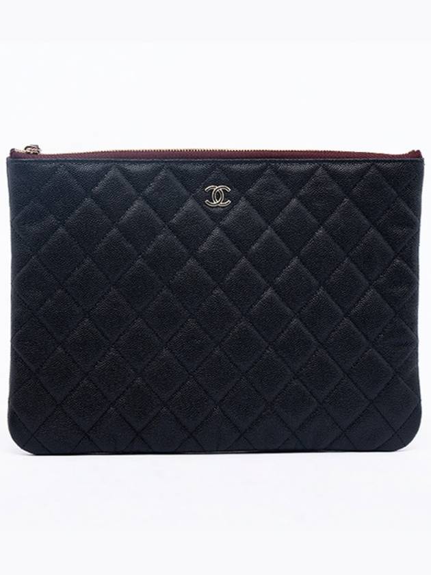 Classic Medium Lambskin Clutch Bag Black Chanel
