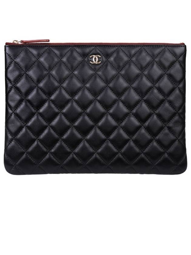 Classic Medium Lambskin Clutch Bag Black Chanel