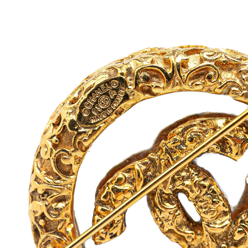 Chanel Gold Plated Coco Mark Lava Brooch Plastic 03A Bag