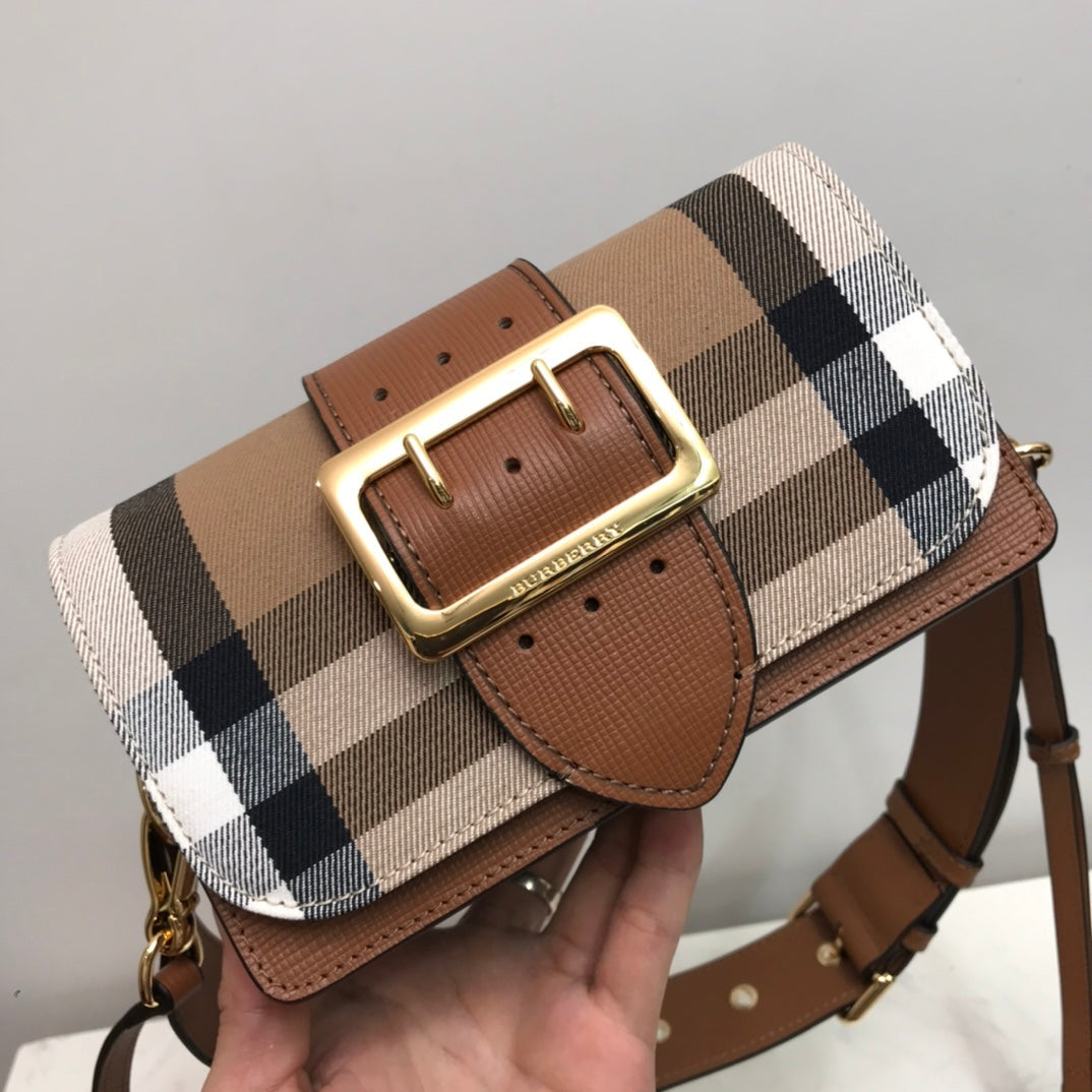 Top Quality Bridle Ho Check And Buckle Brown Small Crossbody Bag 78In20Cm 6931