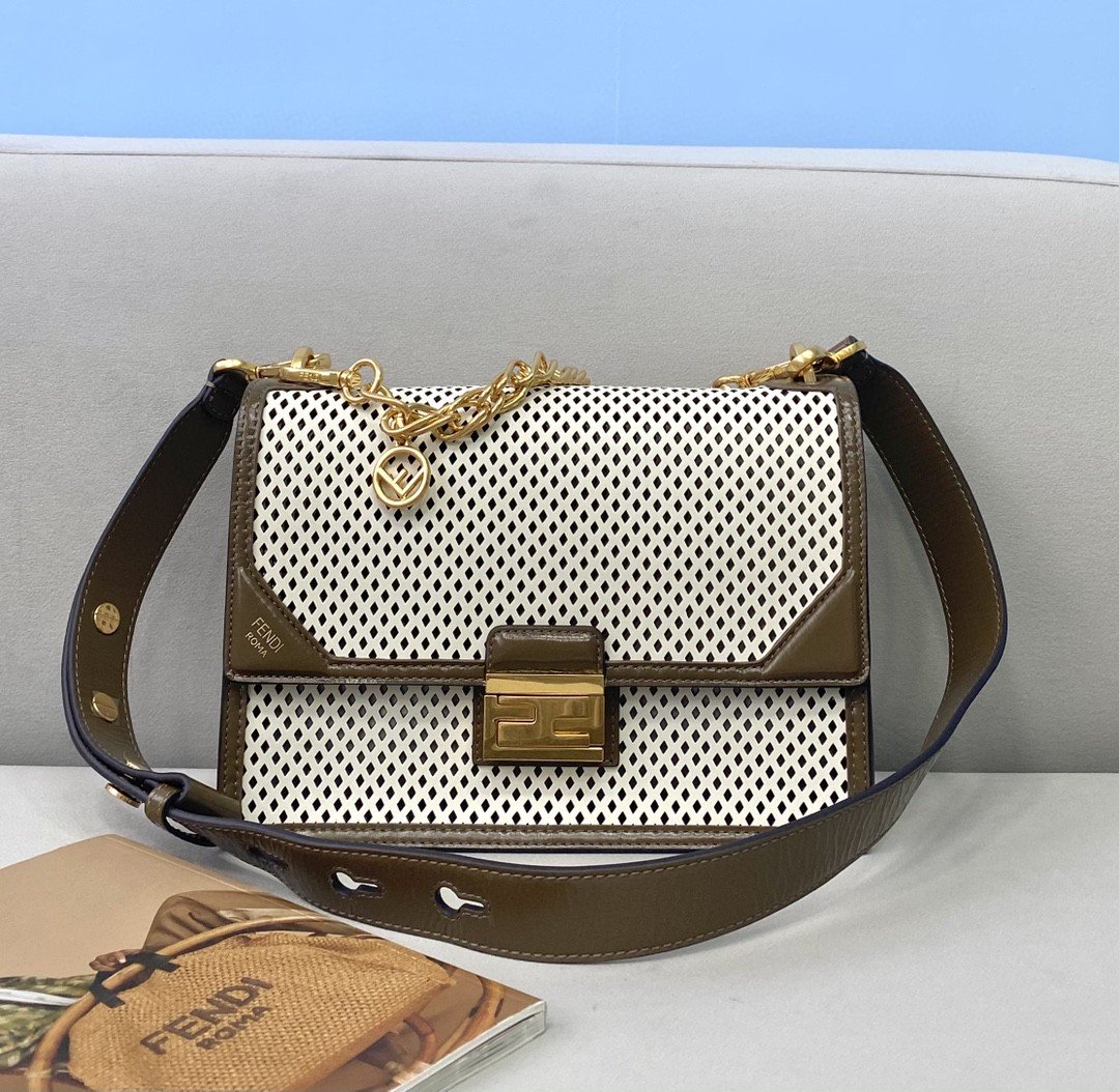 Top QualityTop Quality Kan U White Brown Medium Handbag