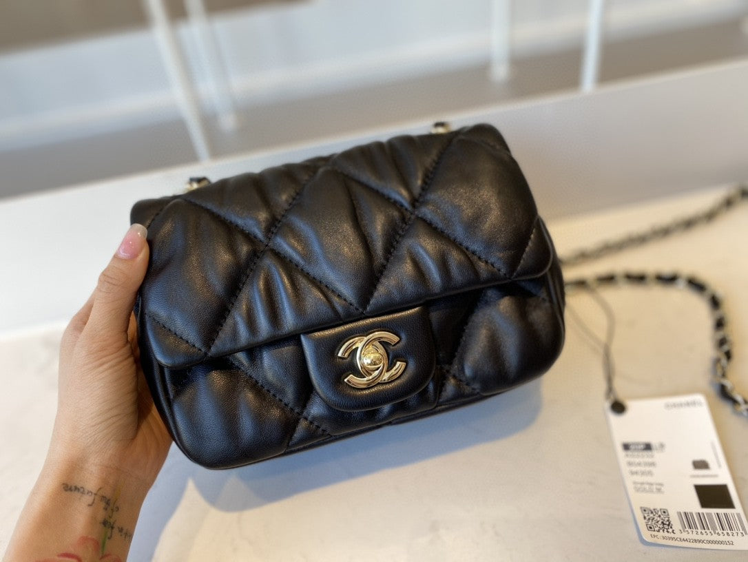 CHLSmall Hardware , ’s , Black Gold Flap Shoulder Bag
