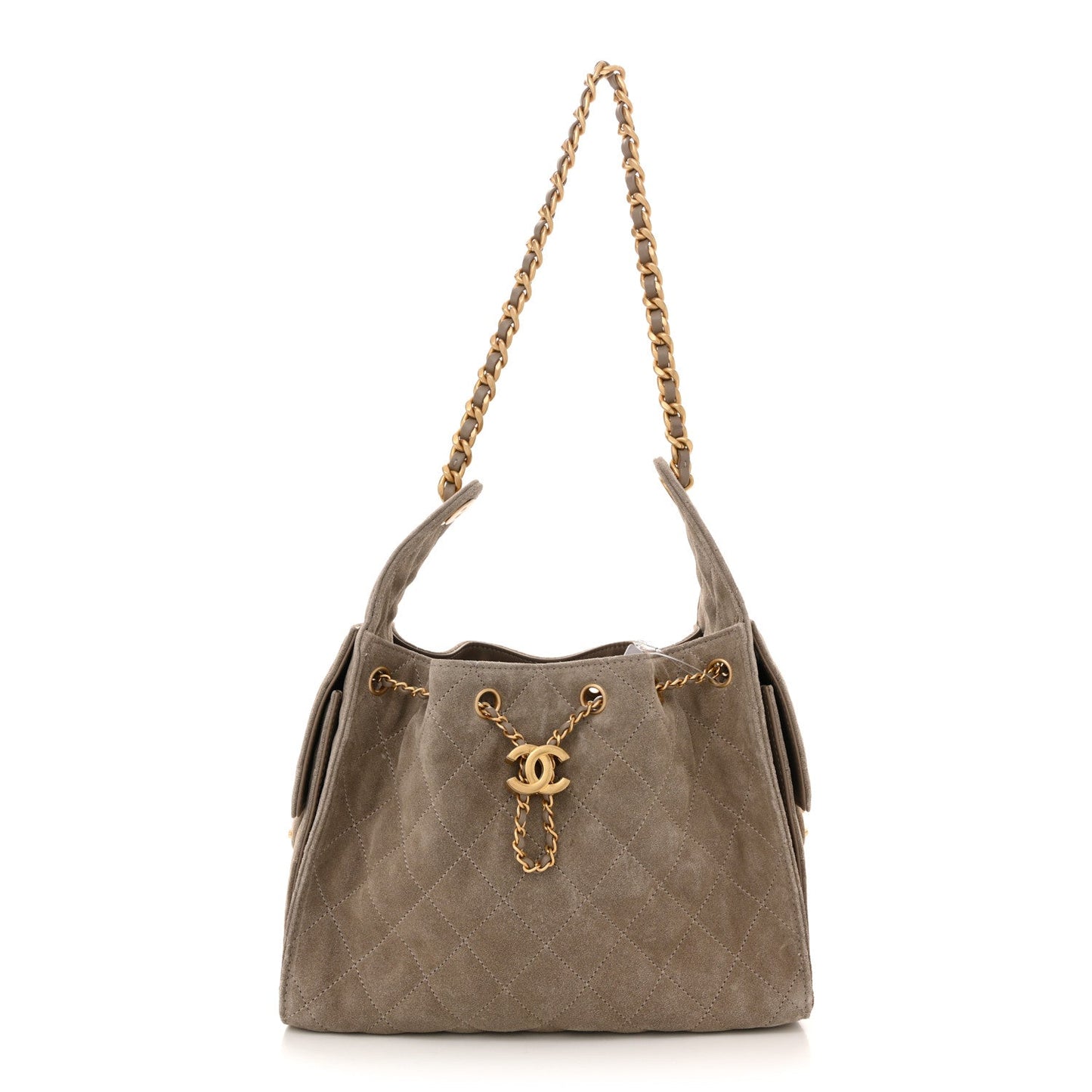 Chanel Suede Quilted Small 25 Handbag Dark Grey