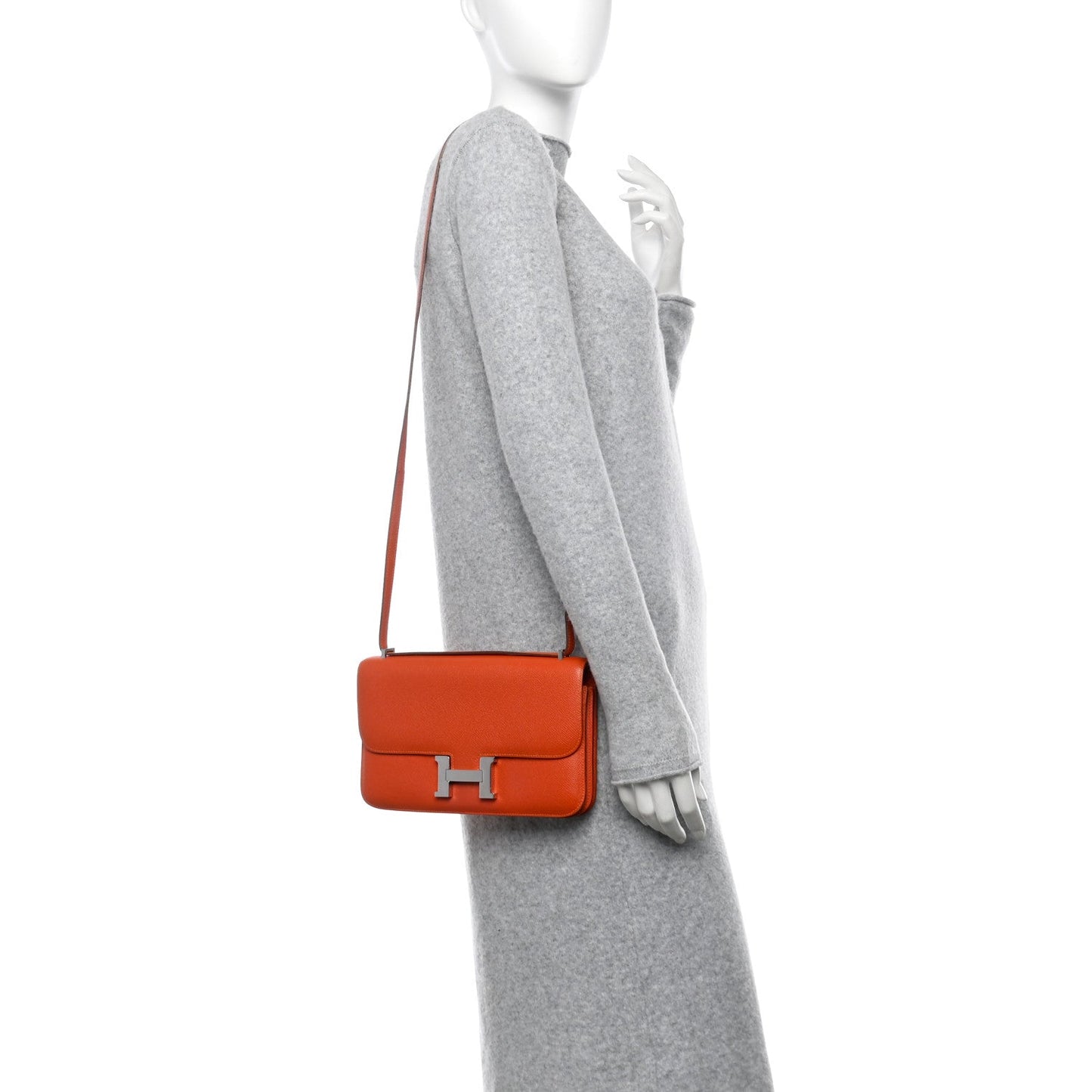 Hermes Epsom Constance Elan Handbag Orange Travel Bag