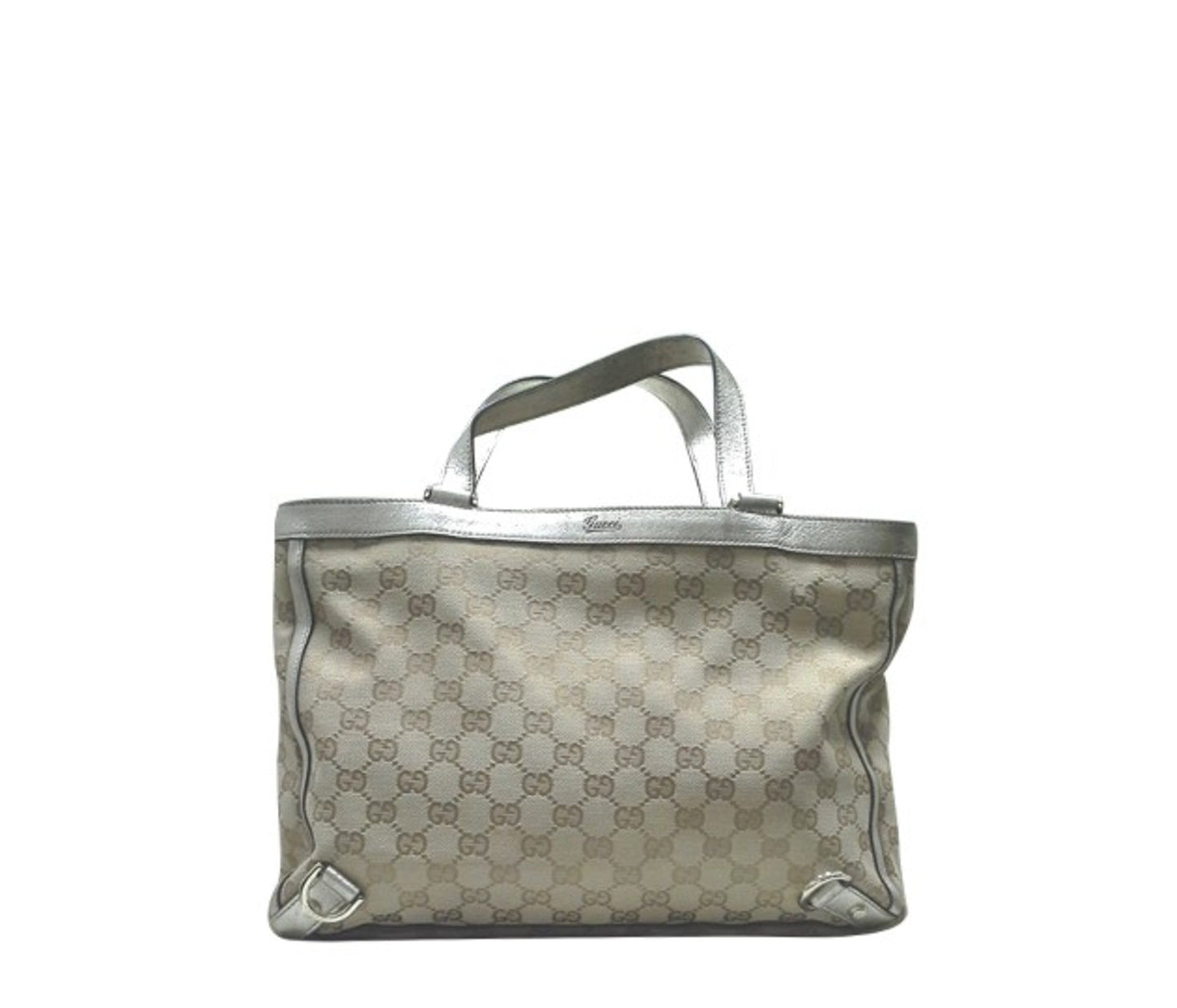 GUCCI MONOGRAM GOLD TRIMMING LEATHER D RING TOTE MM