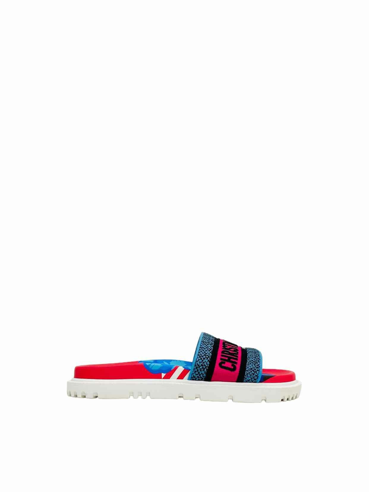 Dior Slide & Leather Canvas Blue Shoes