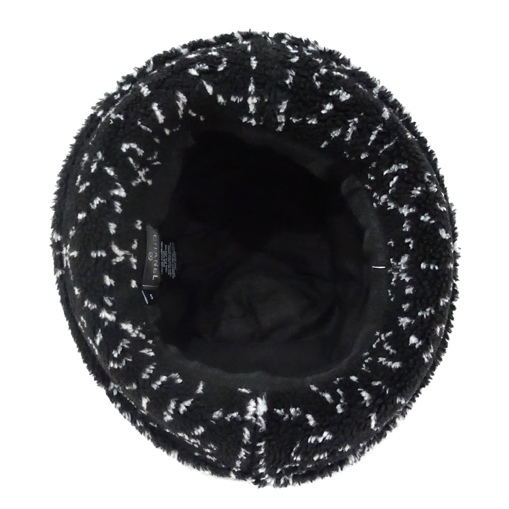 Chanel Bucket Hat  7847 S Size 21B Fur Boar Black Hat Small