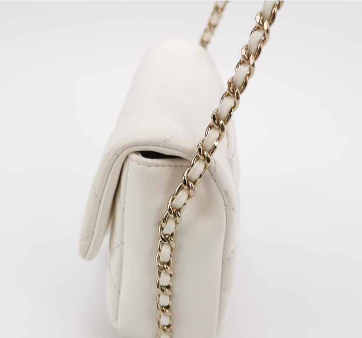 Chanel flap bag **cm white sheepskin