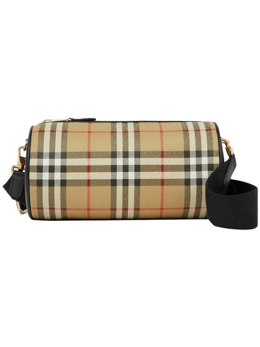 Burberry Luxury Check Barrel Cross Bag Archive Black Beige Travel Bag