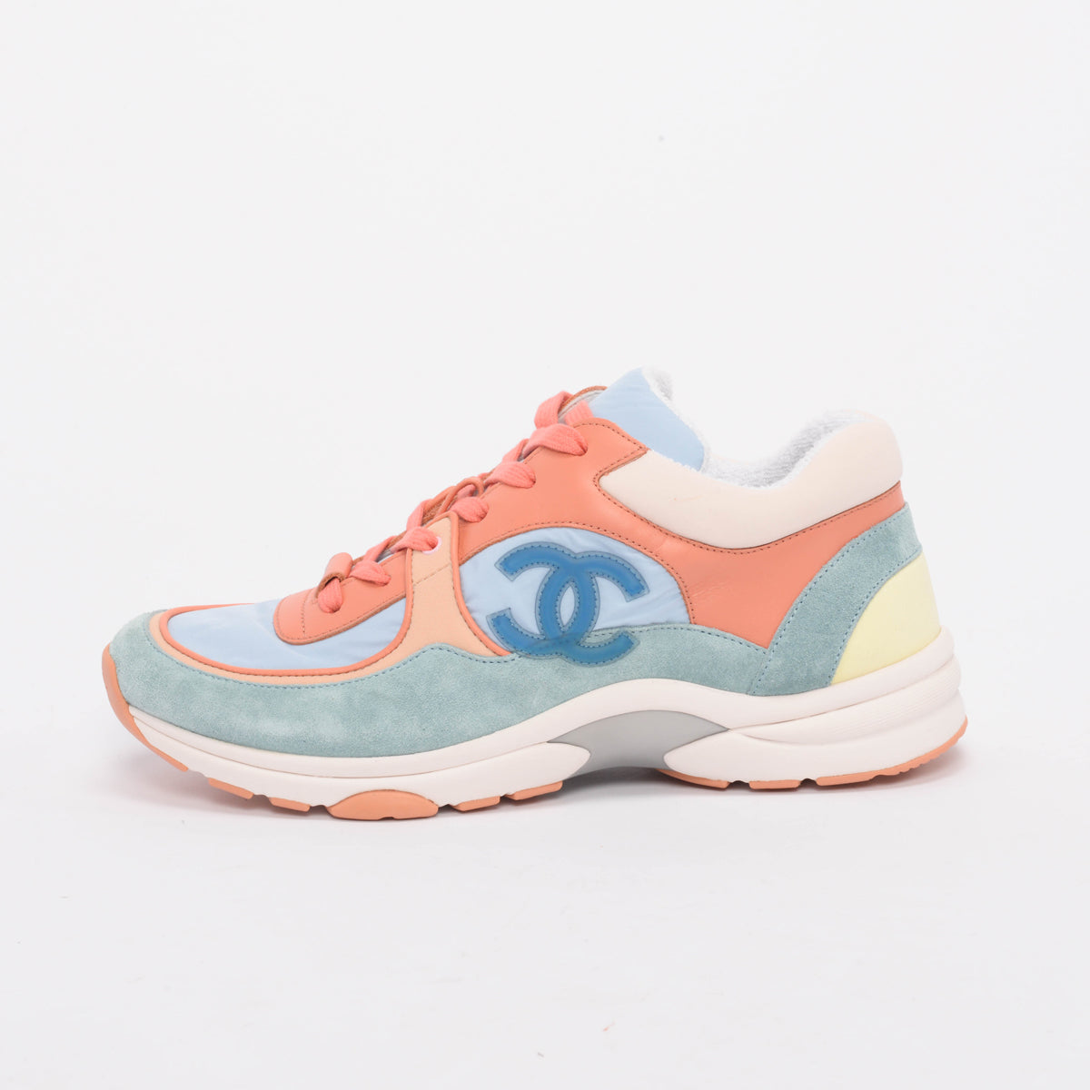 Chanel Blue Mixed Fibers CC Trainer Sneakers 40 for Women