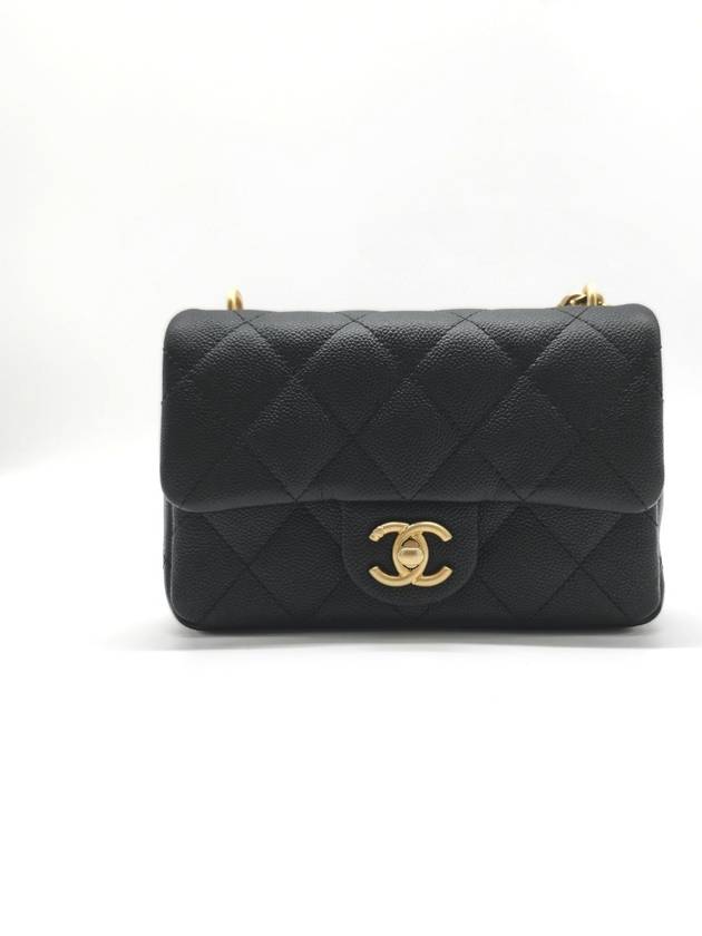 Calfskin Mini Flap Shoulder Bag Black Chanel