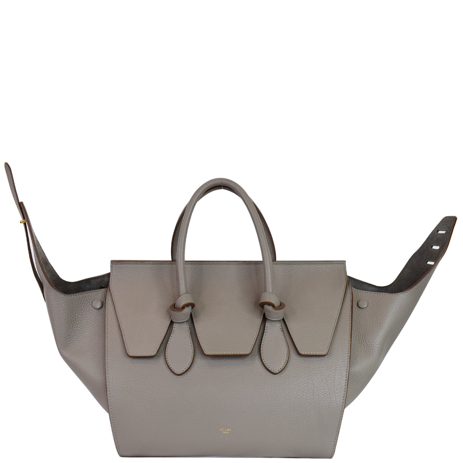 Tie Knot Tote Bag Grey Leather Mini