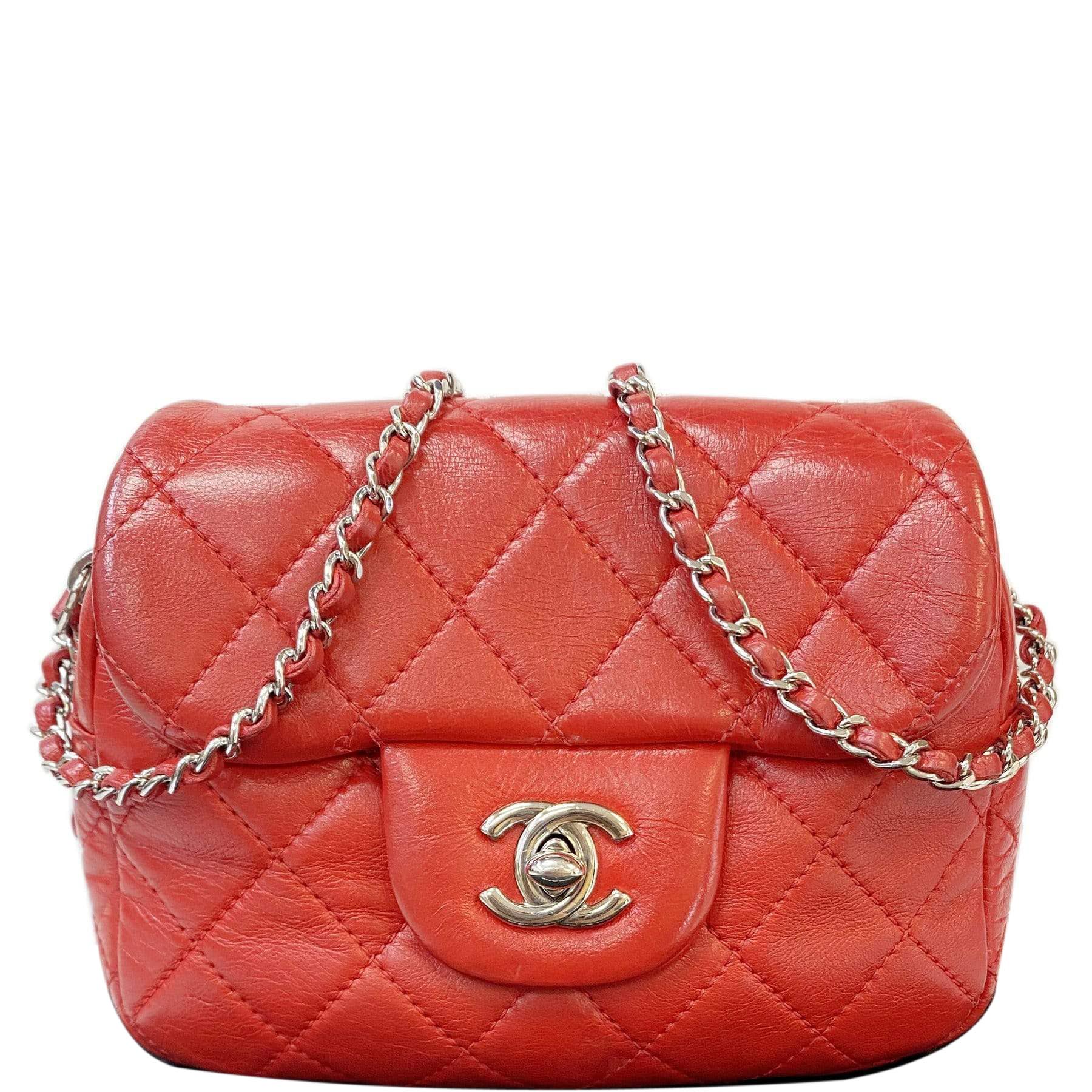 Chanel Classic Flap Quilted Lambskin Red Travel Bag