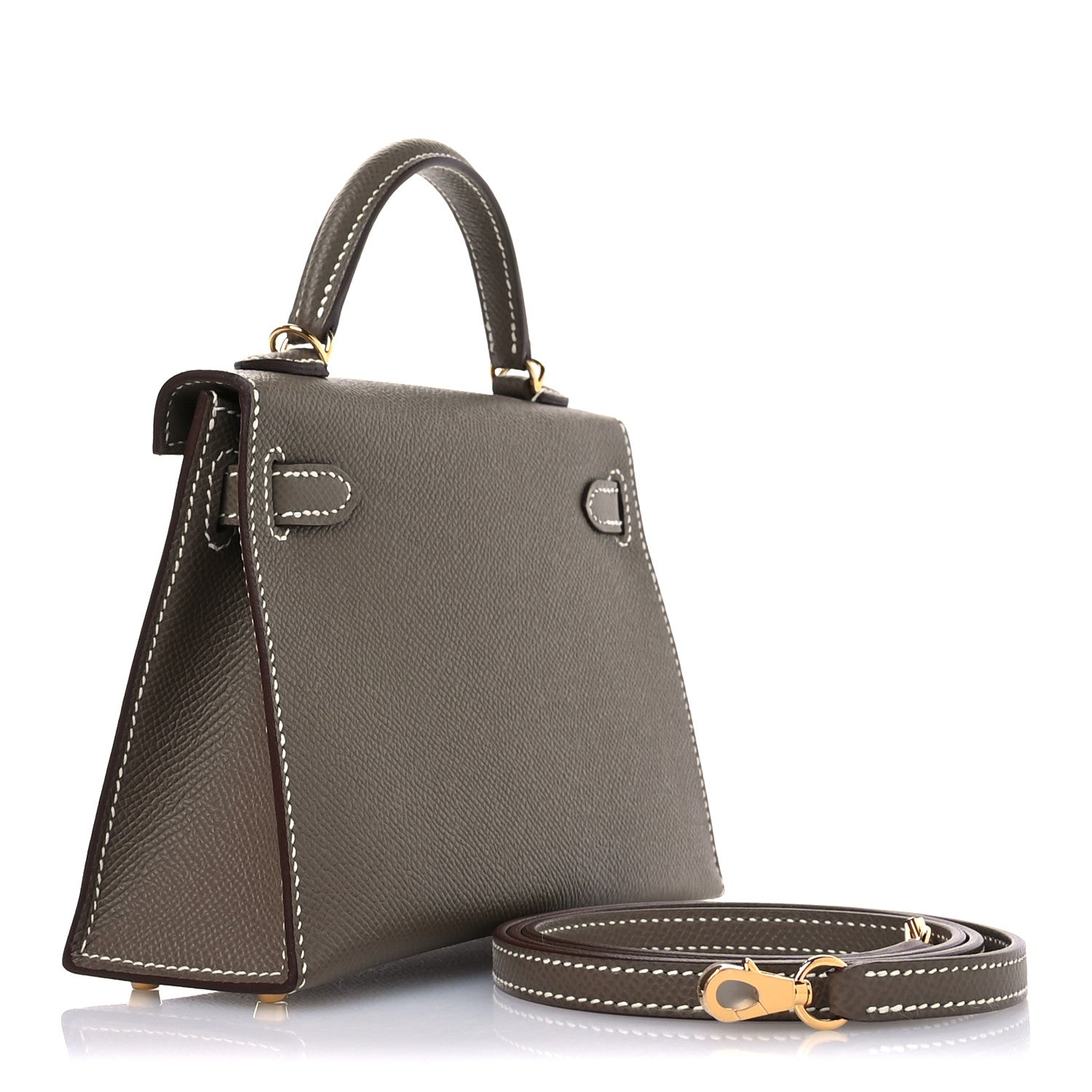 Hermes Epsom Kelly Sellier Etoupe Handbag Mini Travel Bag