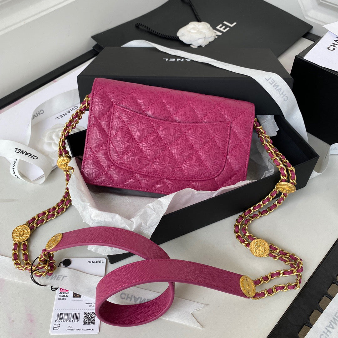 CHLSmall Hardware Plum , ’s Gold Flap Shoulder Bag