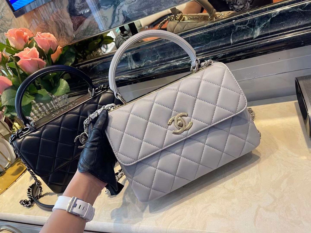 CHL Classic Toned Hardware 9.8in Gold Grey Flap Handbag