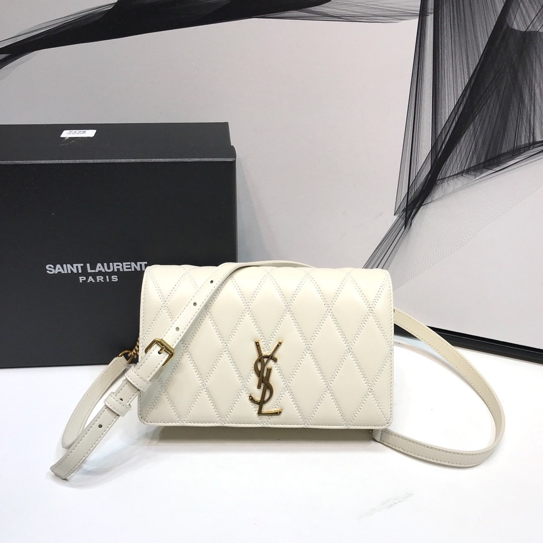 YSL Saint Laurent Ysl Saint Laurent Angie Patent Handbag White For Travel Bag